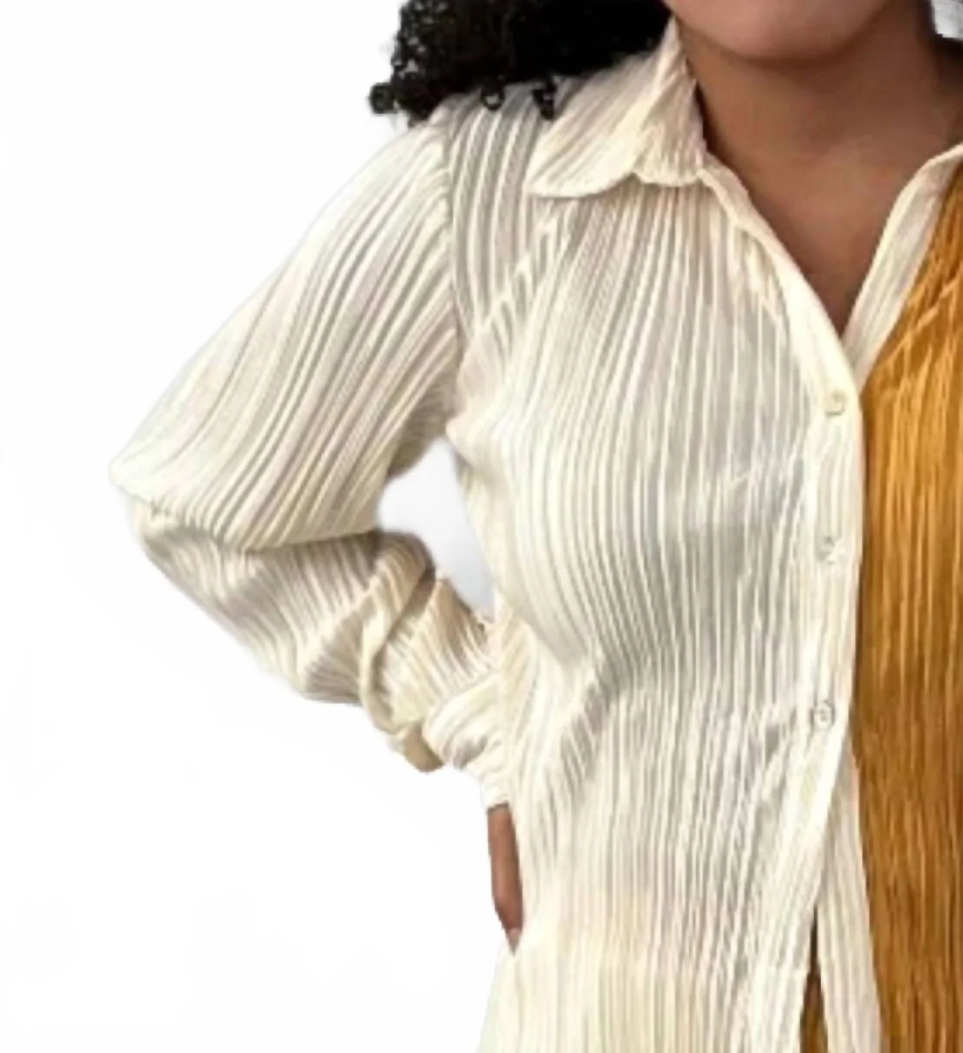 Caprice Color Block Set In Off-White / Mustard