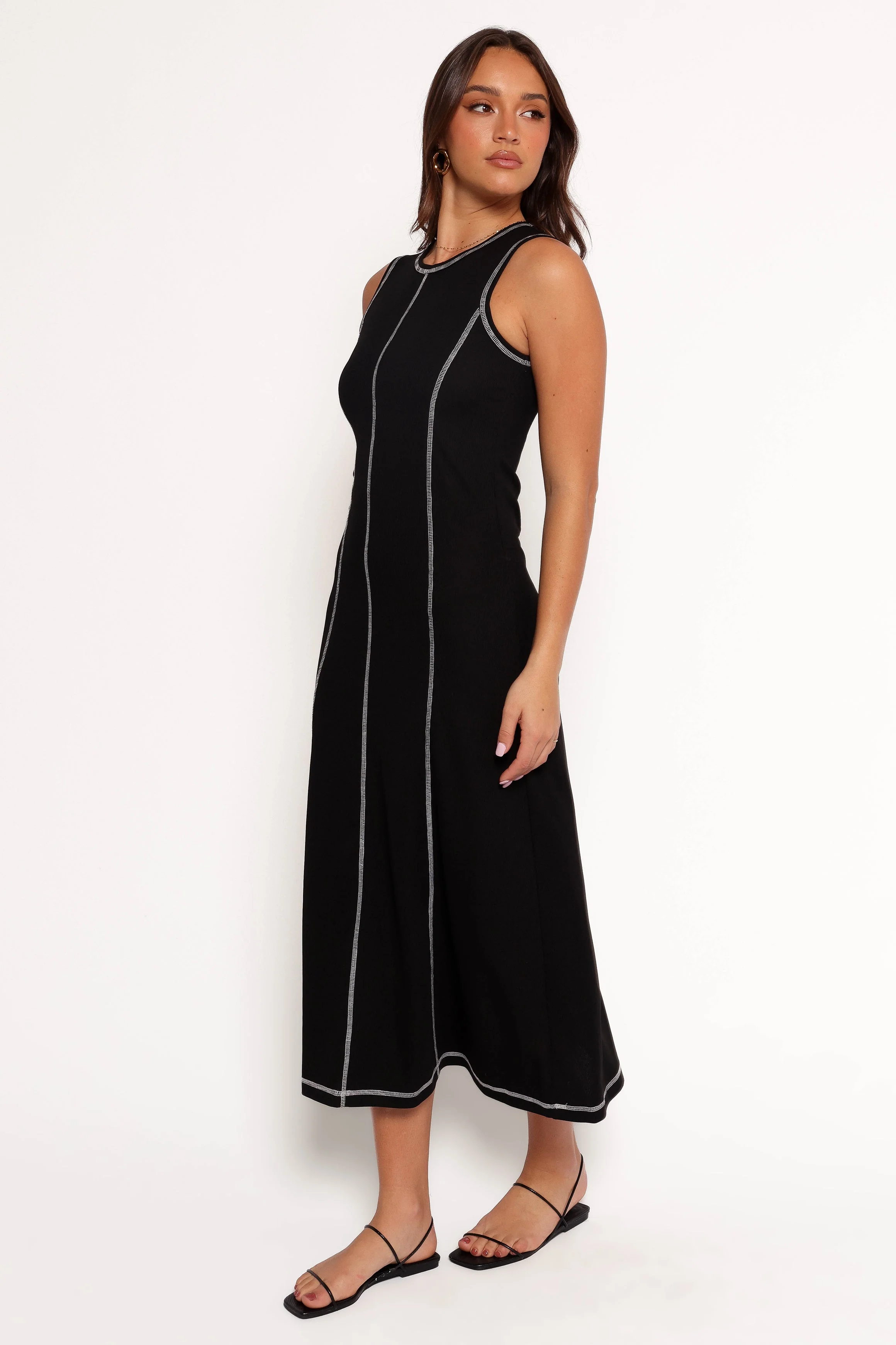 Kyrie Midi Dress - Black White