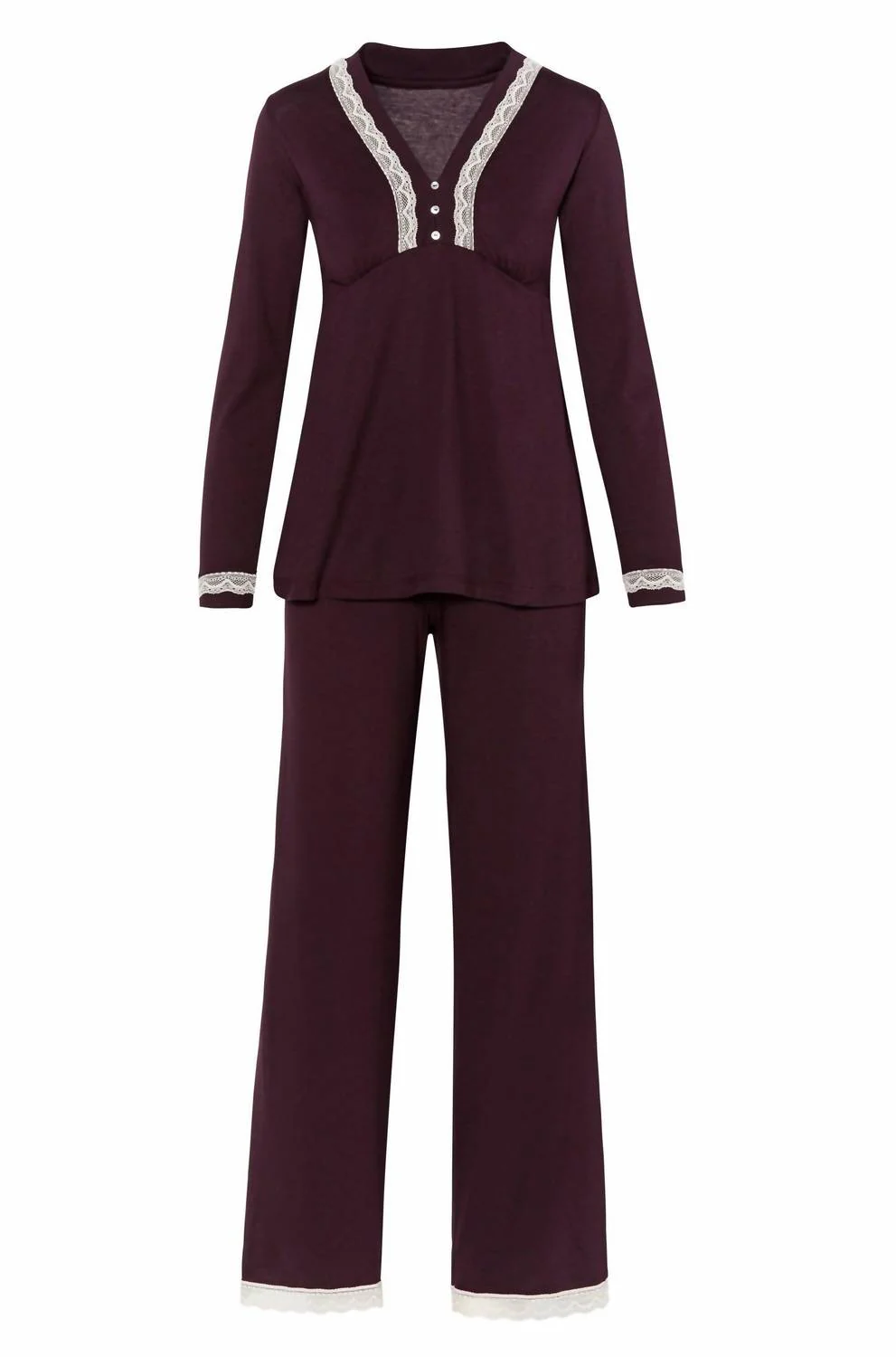 Alissa Long Sleeve Pullover Top Pajama Set In Vineyard