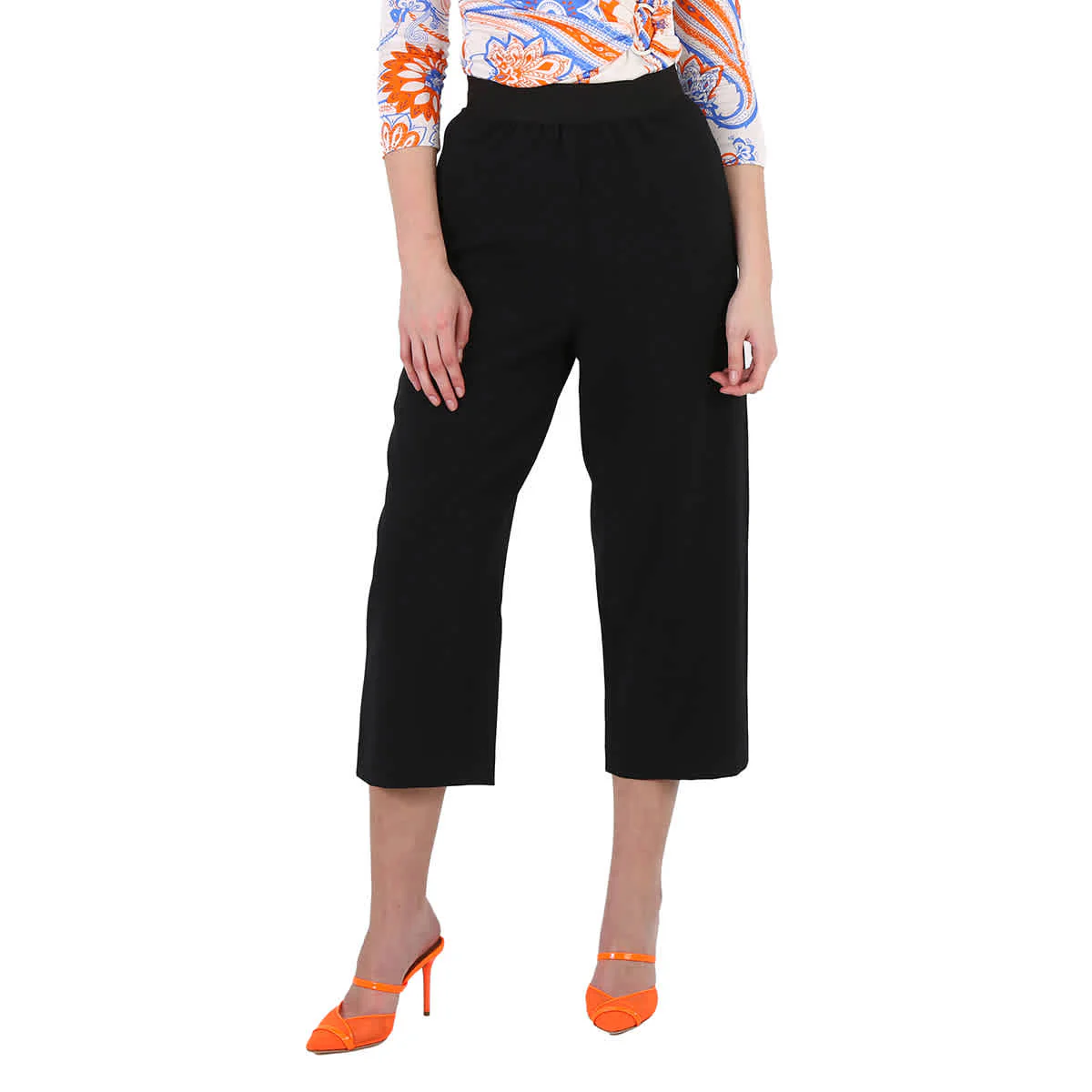 Stella McCartney Ladies Black Flared Cropped Tailored Trousers, Brand Size 36 (Brand Size 2)