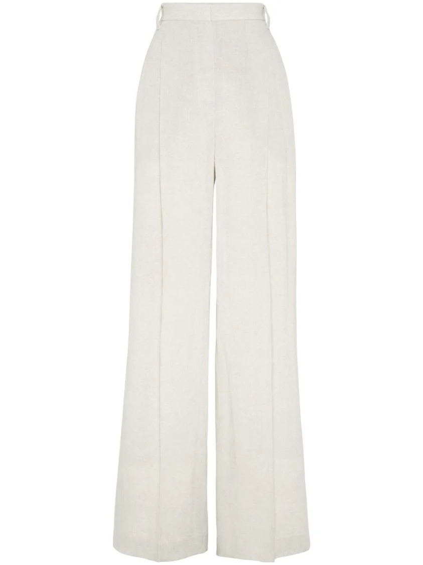 High-Waisted Wide-Leg Trousers With Concealed Fastening