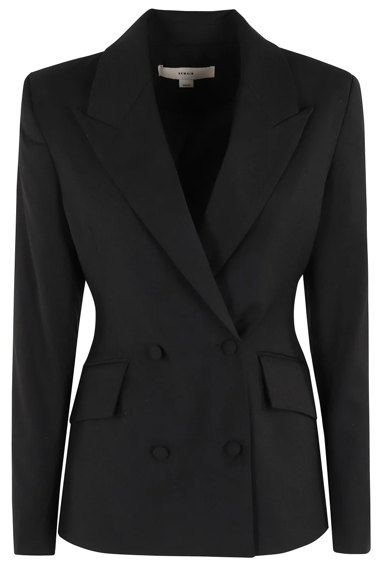 Double-Breasted Black Fitted Blazer