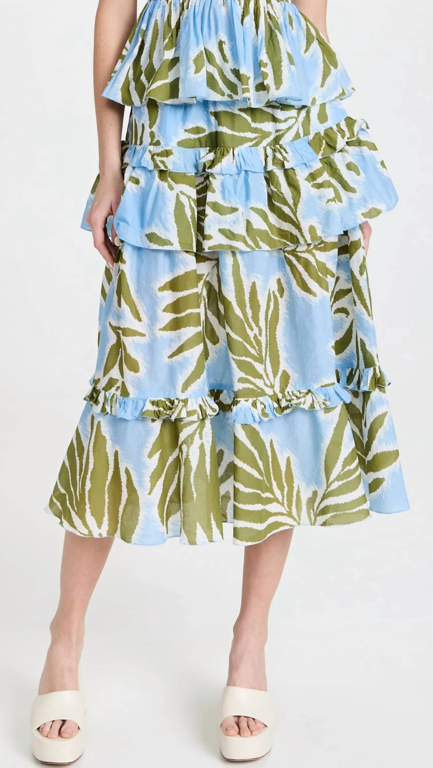 Hazelle Midi Skirt In Horizon Blue Multi