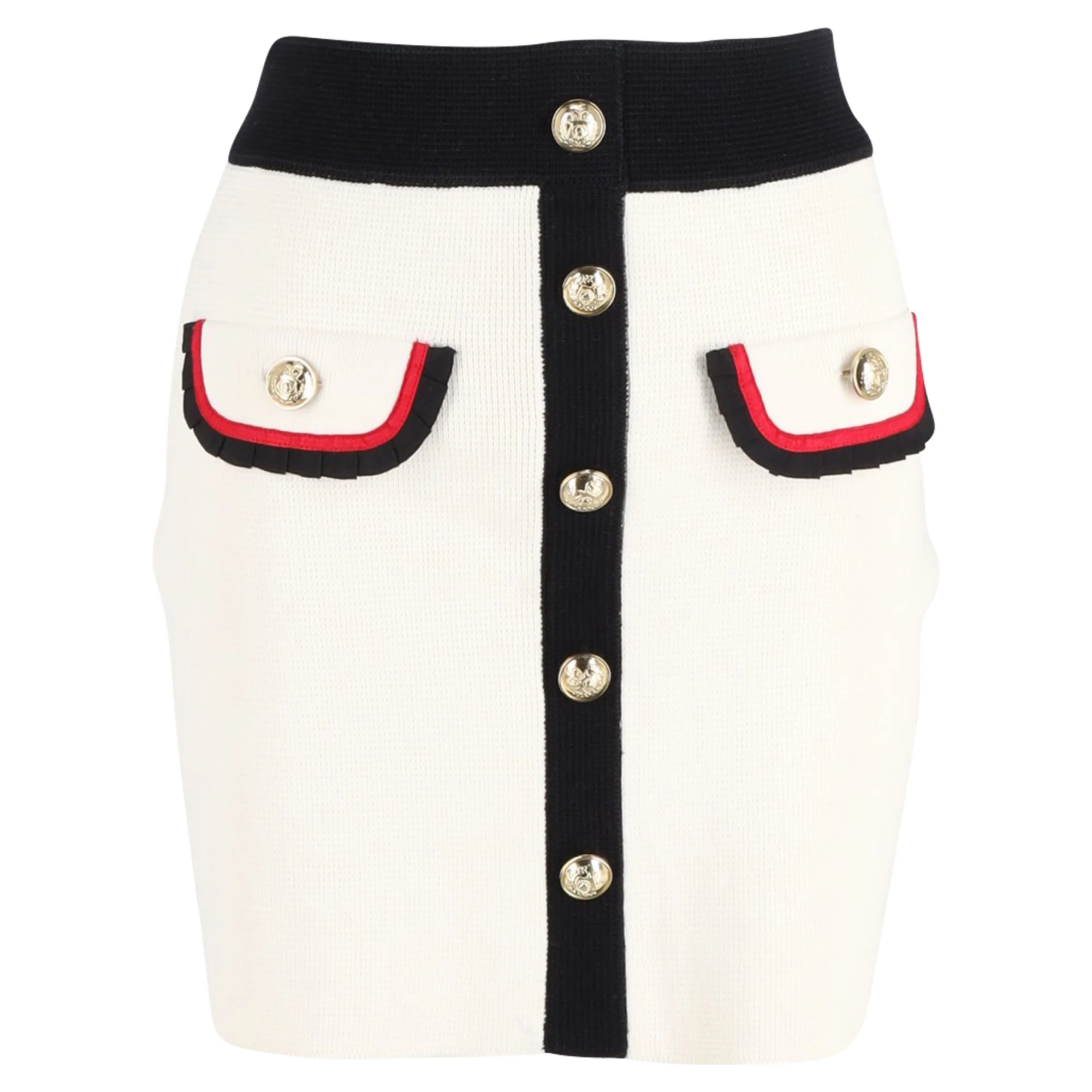 Maje Jerome Knitted Mini Button-Embellished in Ecru White Cotton