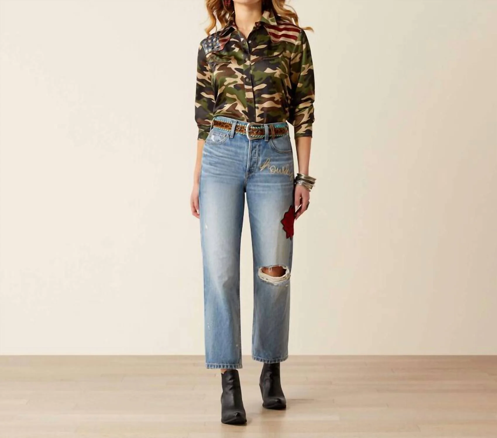 Rodeo Quincy Tomboy Jeans In Medium Denim