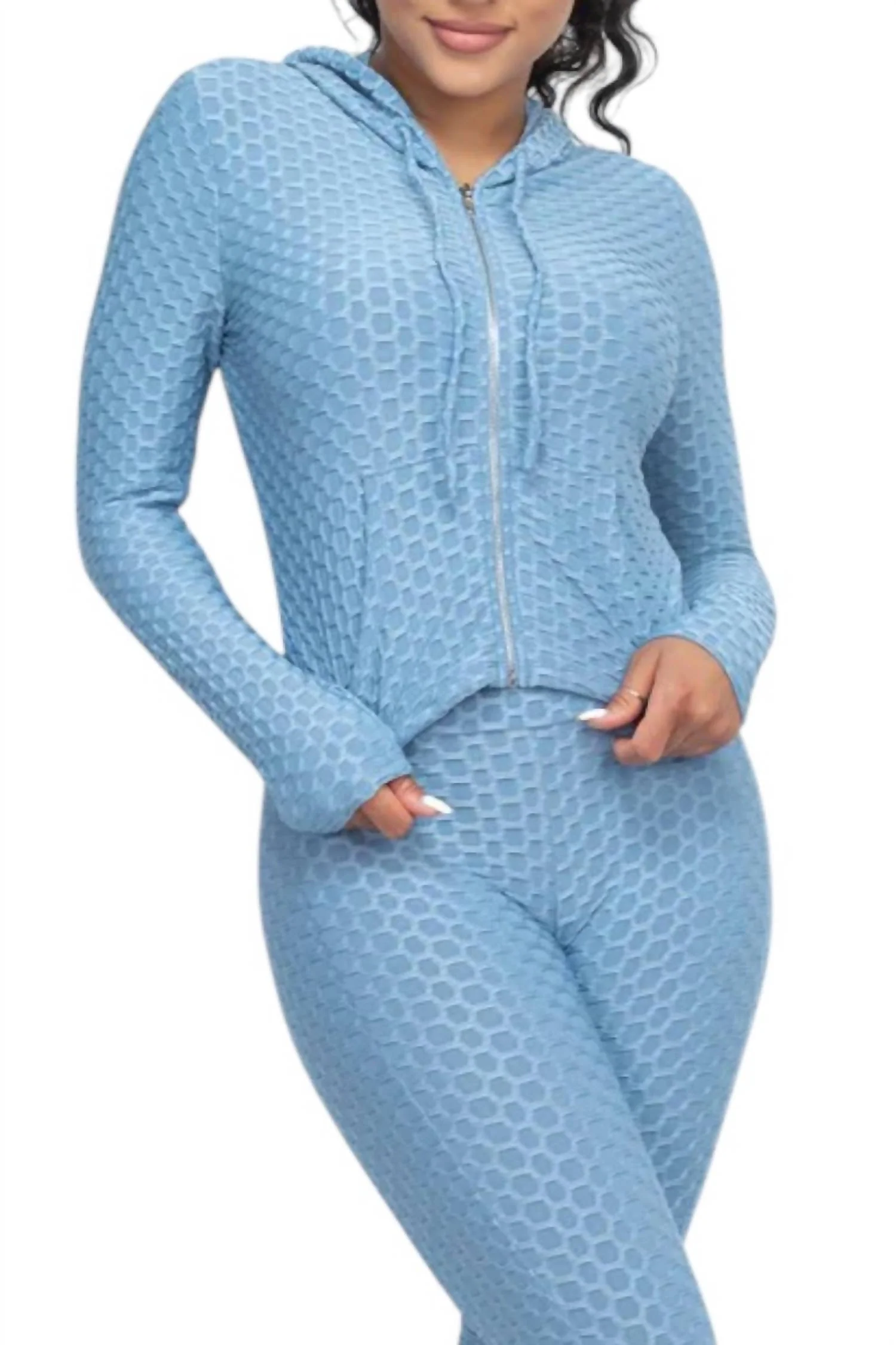 Honeycomb Top And Legging Set In Blue