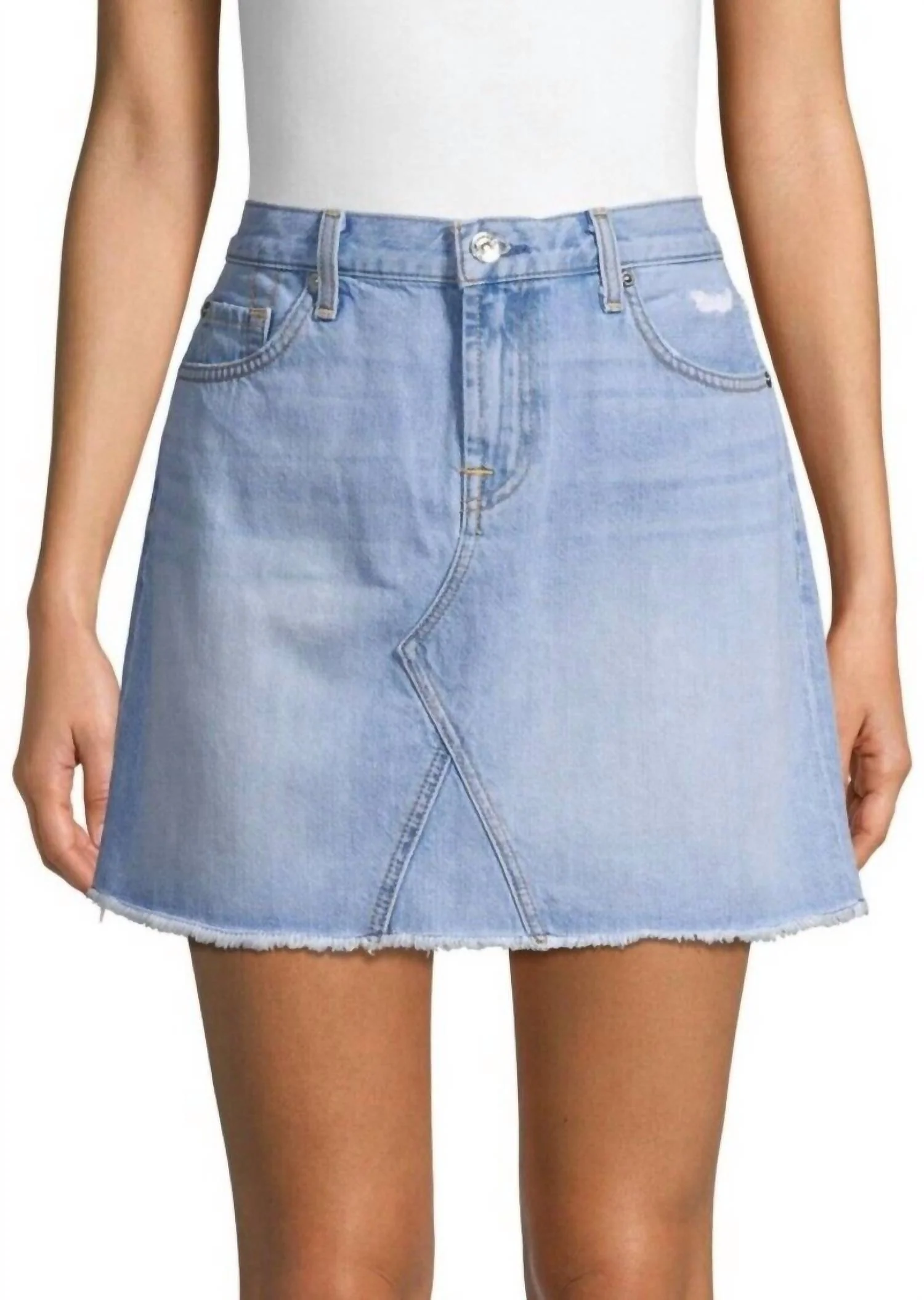 Denim Frayed Hem Santa Cruz Mini Skirt In Blue