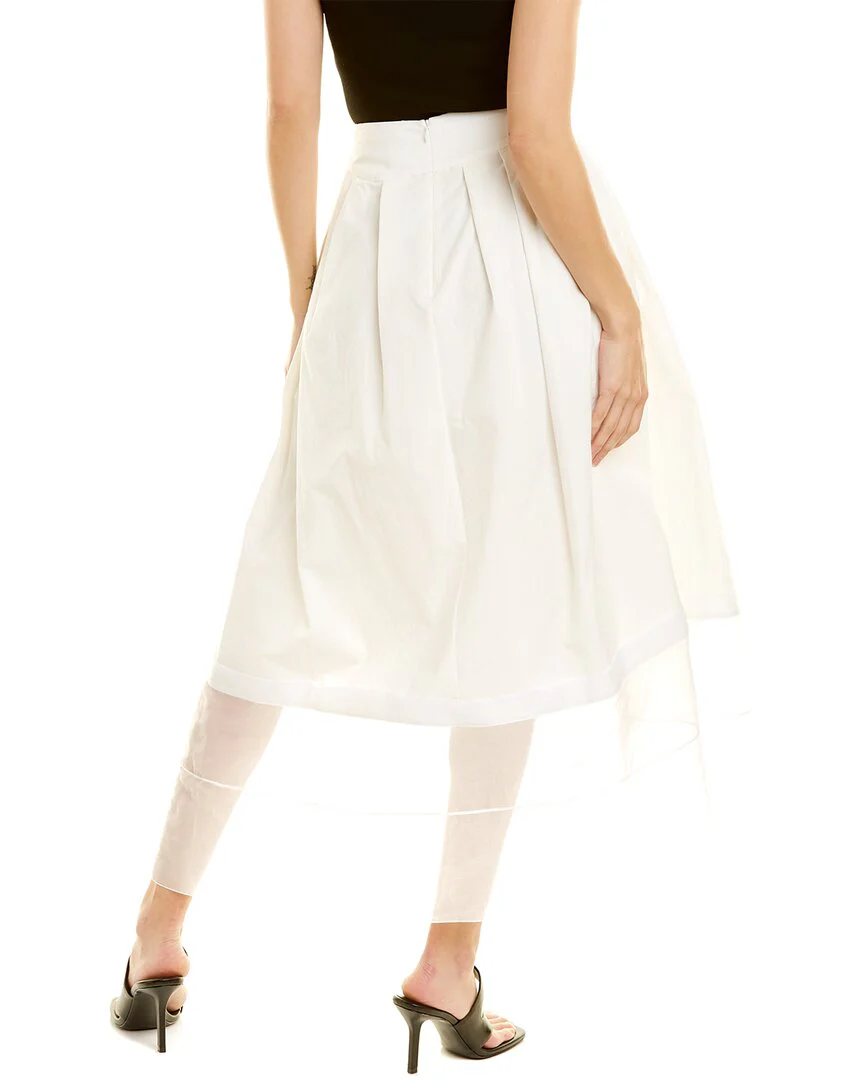 Rosie Assoulin Sheer Panel Silk-Lined Skirt