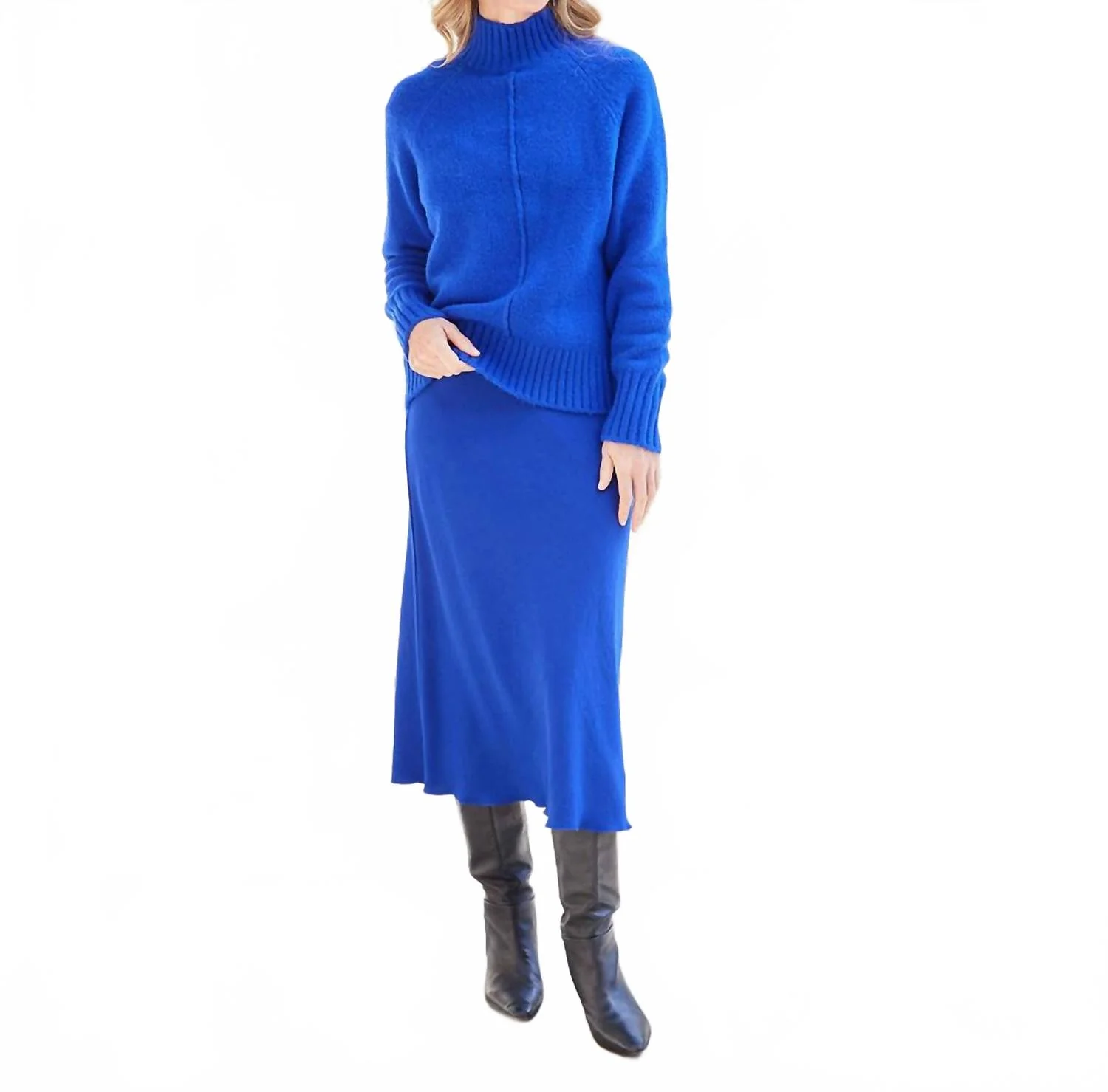 Bias Cut Midi Skirt In Royal