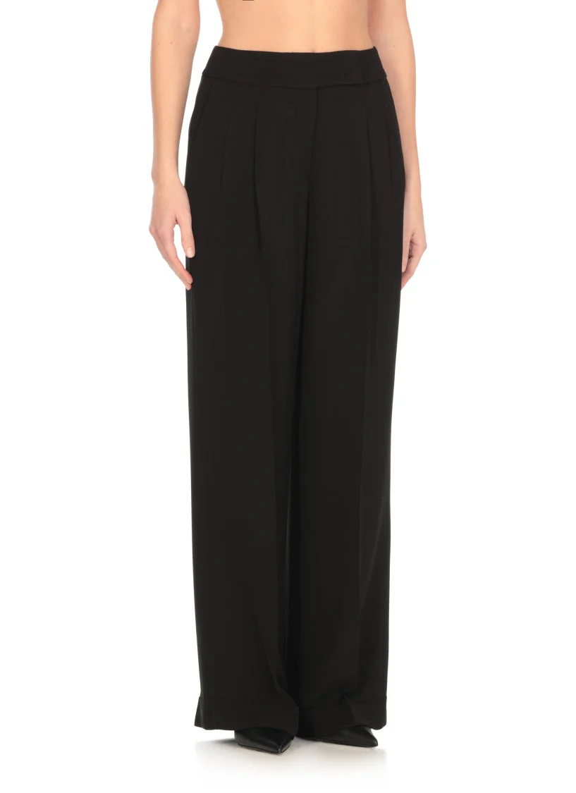 Black Viscose Palazzo Trousers