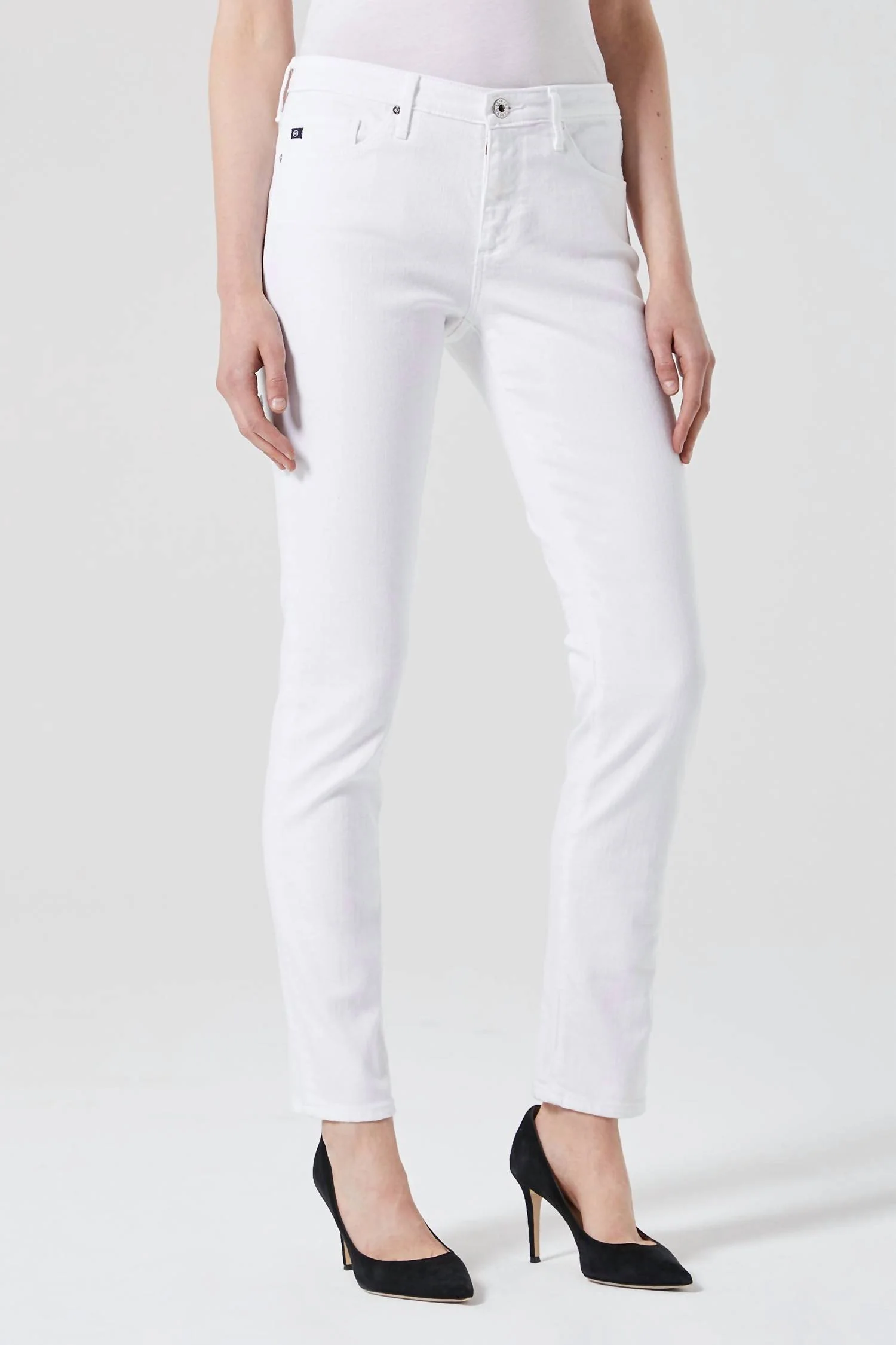 Mari Hi Rise Straight Jean In White