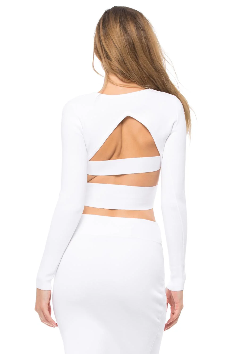 Compact Overlap Pencil Skirt In White