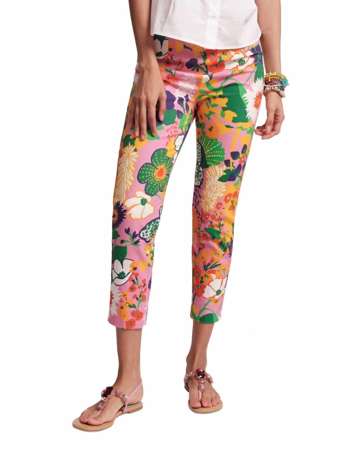 Lucy Cotton Stretch Pant In Botanical Bash