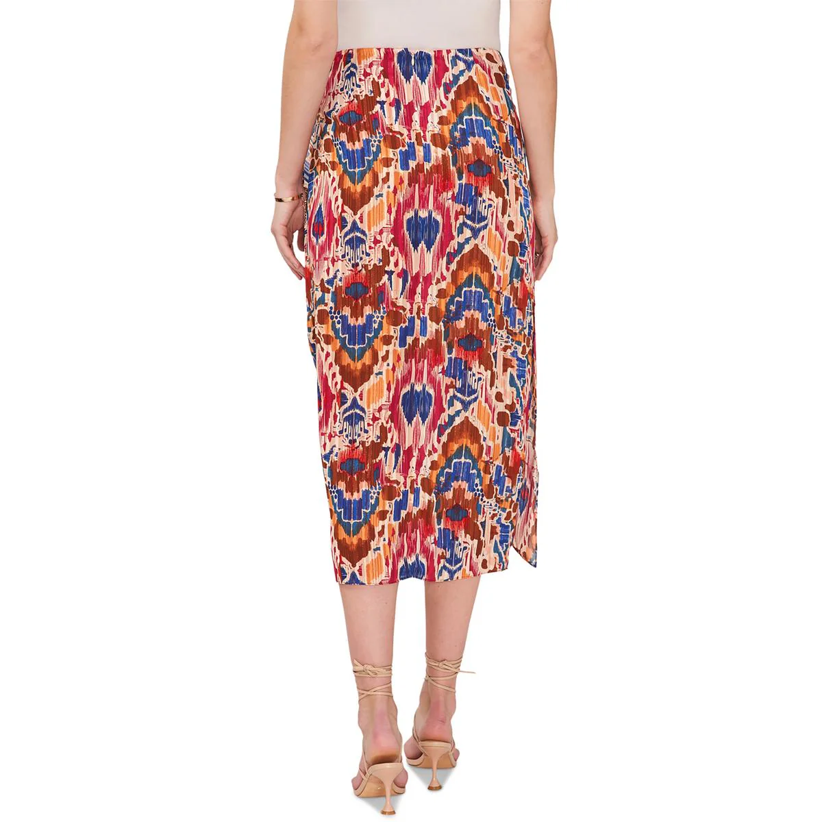 Womens Printed Front-Tie Midi Skirt