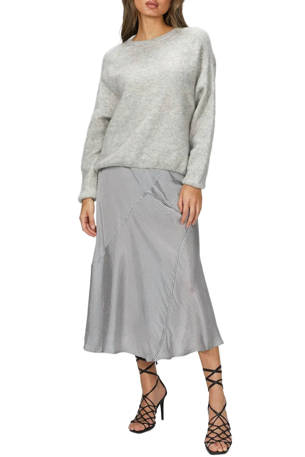 Etta Midi Skirt In Fog Stripe
