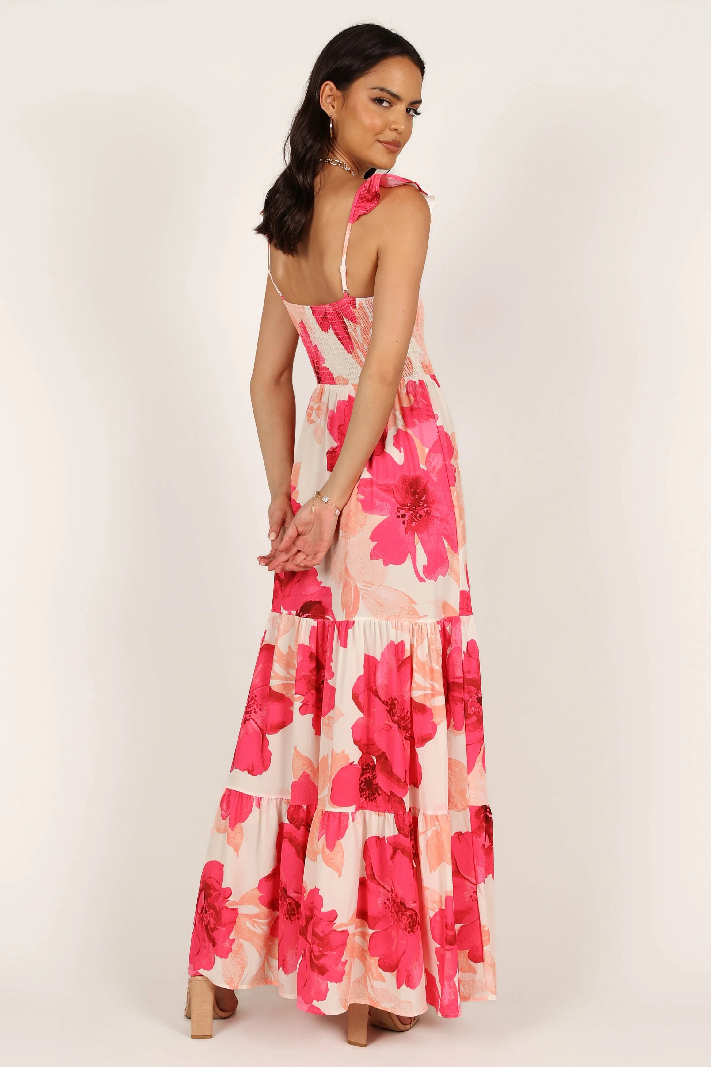 Tilly Shirred Maxi Dress - Pink