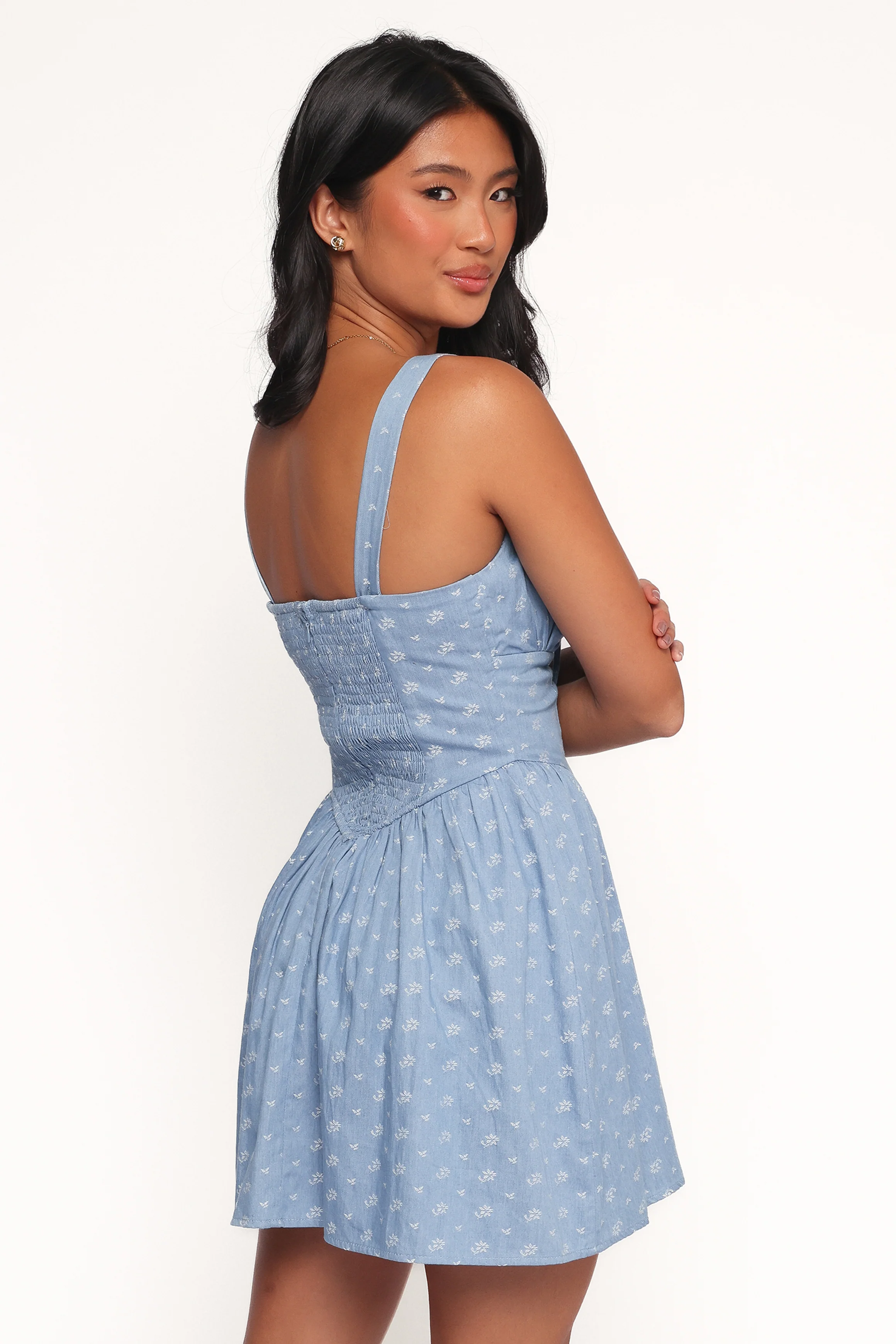 Shelton Mini Dress - Floral Denim