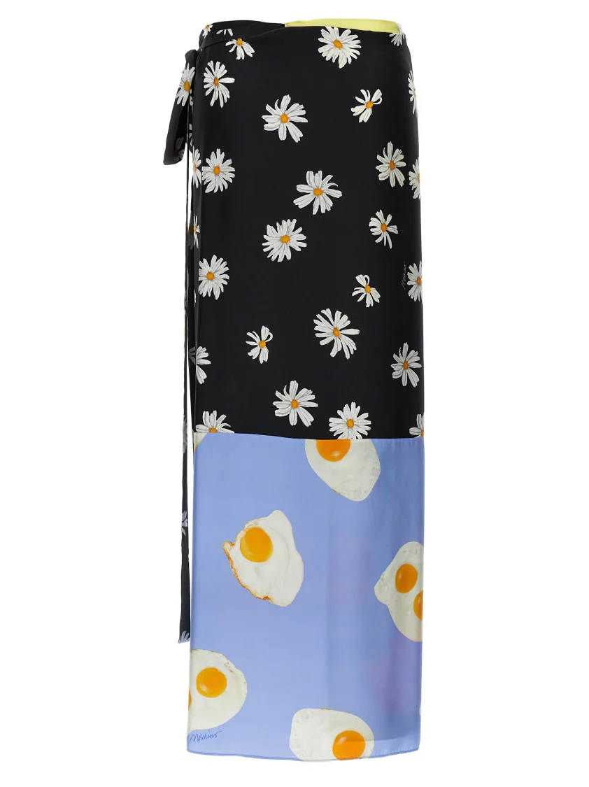 Silk Wallet Skirt With Floral Print