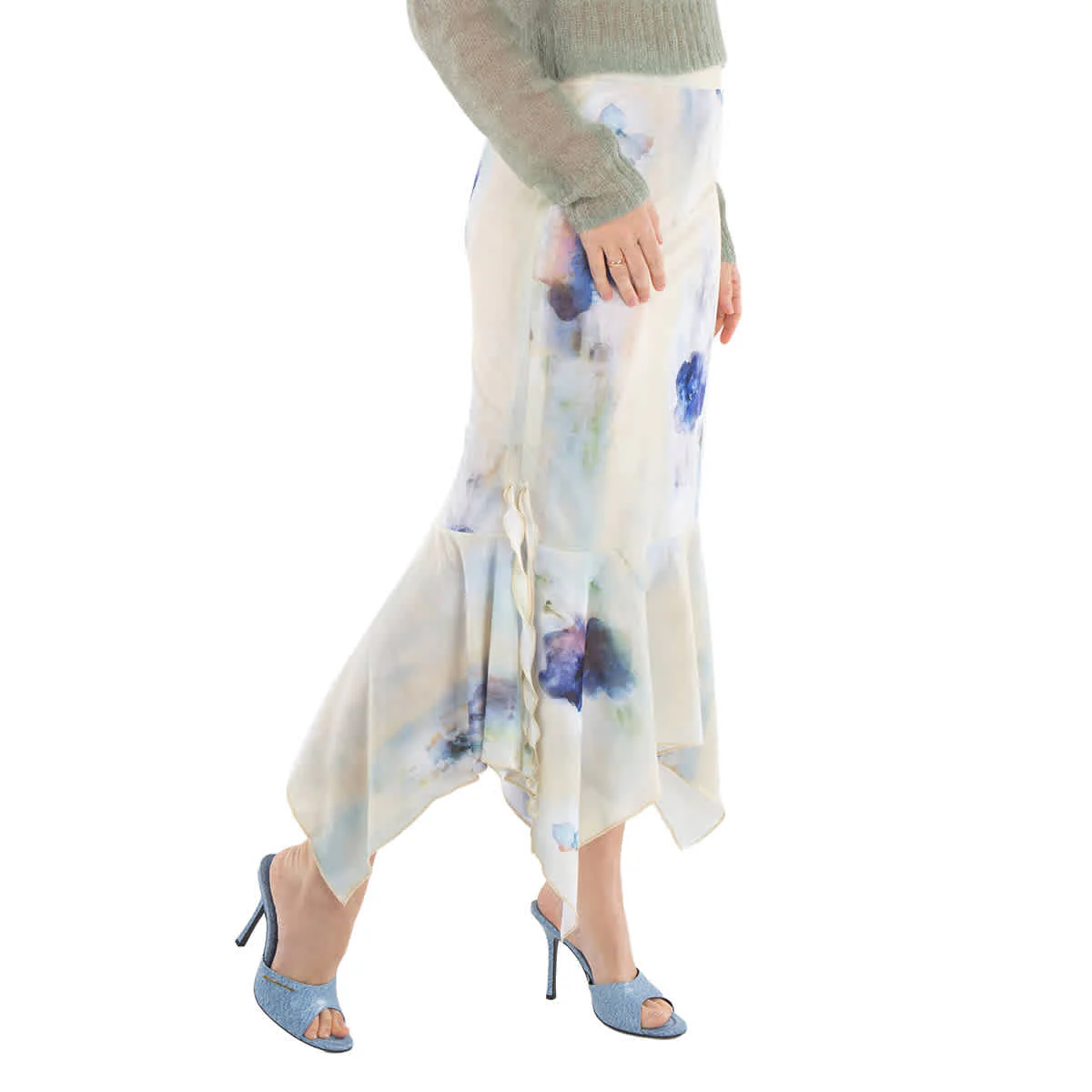 Acne Studios Enola Floral Asymmetric Midi Skirt