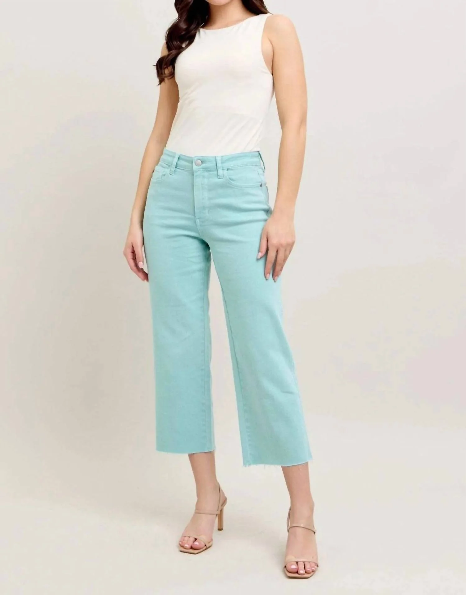 High Waist Wide Leg Jeans In Sky Blue