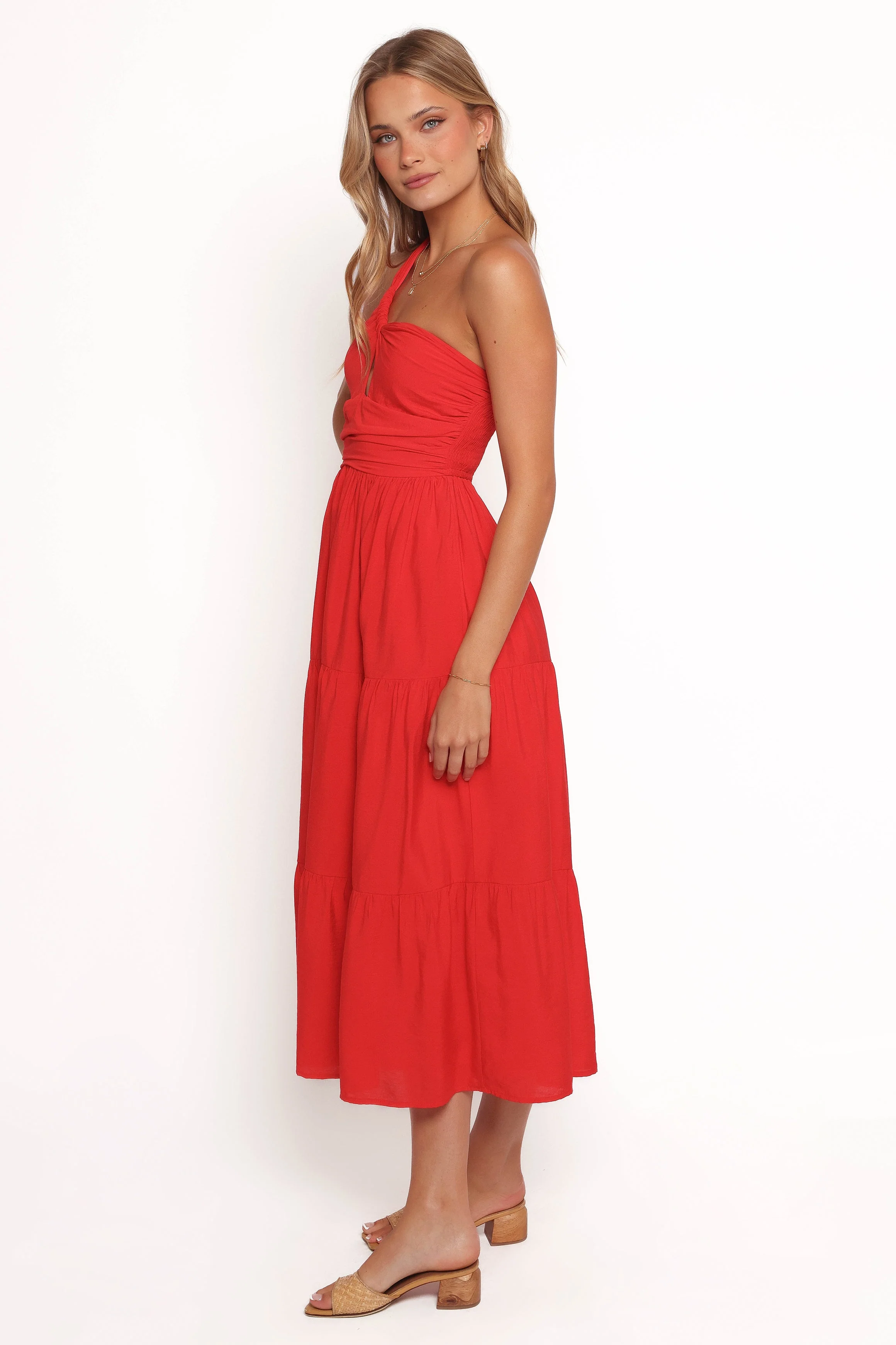 Vinny One Shoulder Maxi Dress - Red