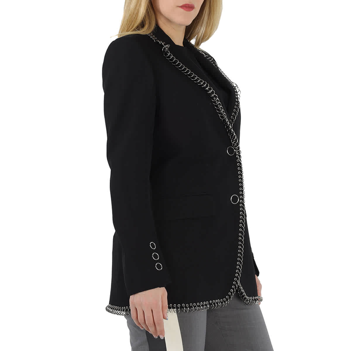 Burberry Black Sidon Ring-pierced Boxy Blazer