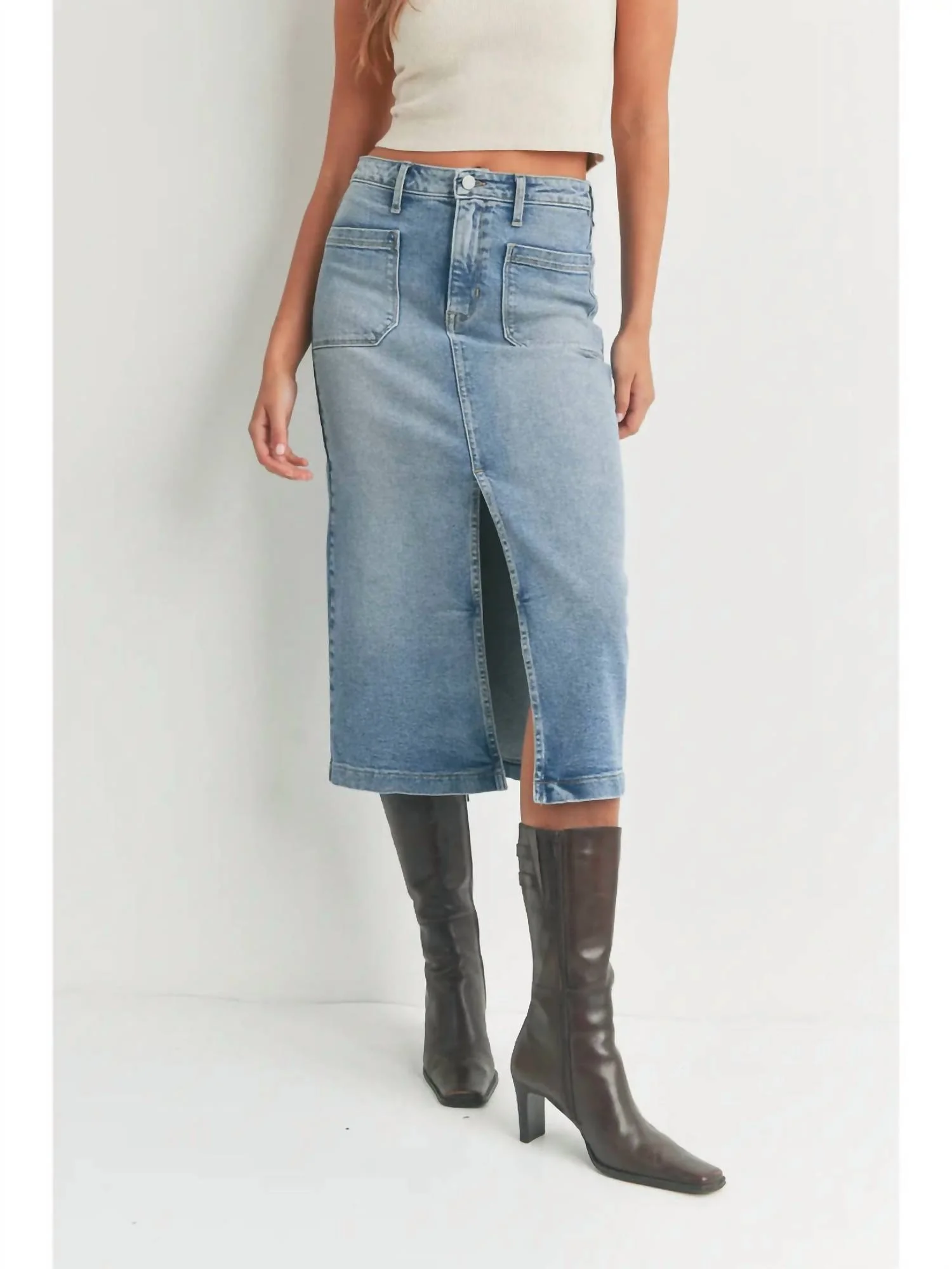 Back To School Denim Skirt In Medium Denim