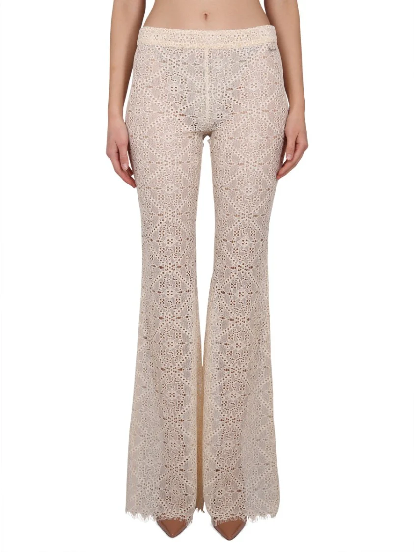 Flared Pants With Intricate All-Over Embroidery