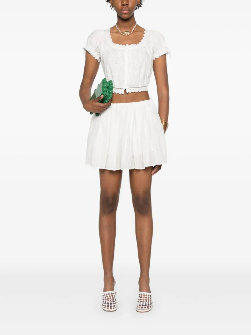 Thigh-Length Cotton Mini Skirt With Flared Hem