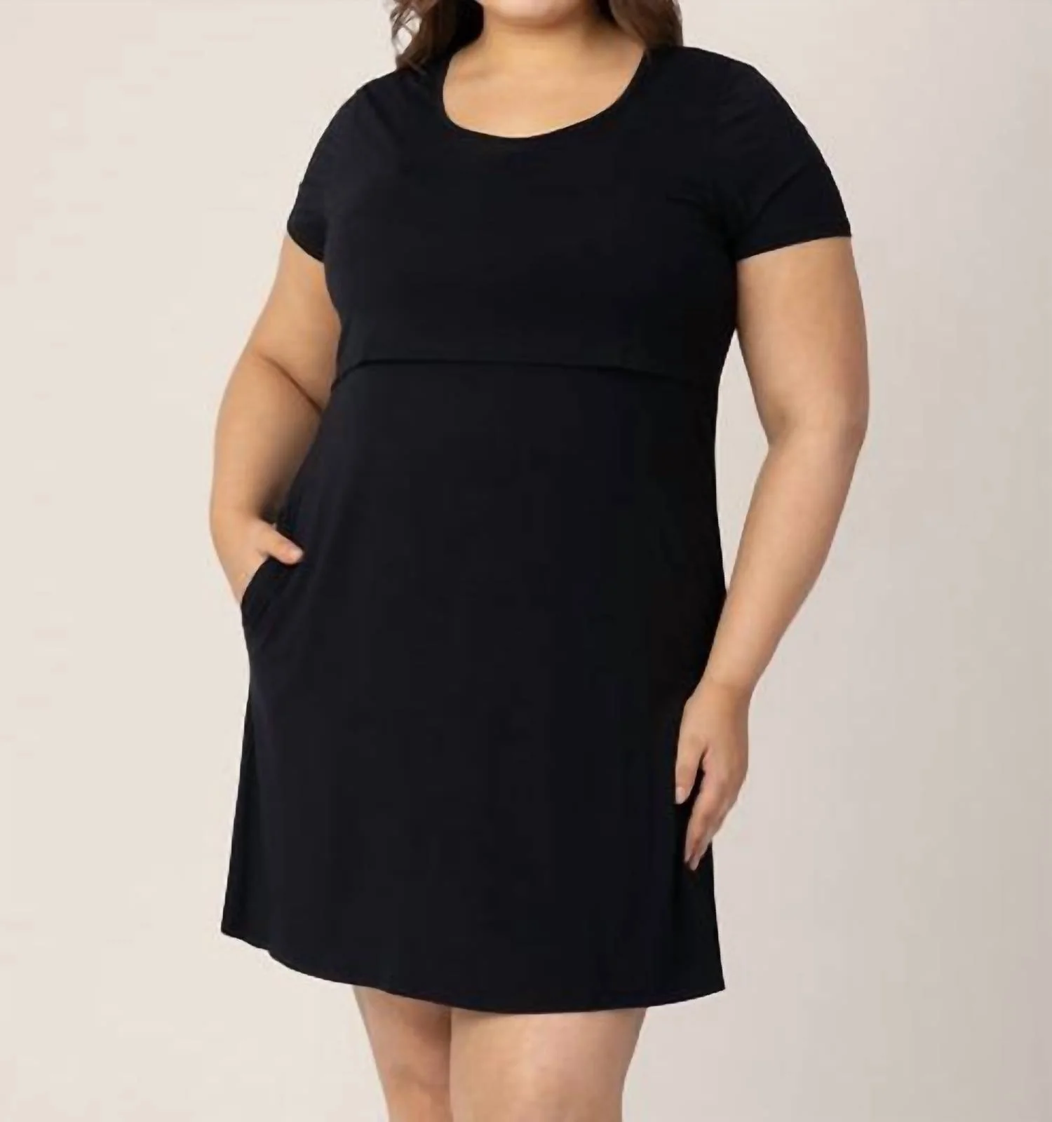 Eleanora Bamboo Maternity & Nursing Nightgown & Lounge Dress In Black