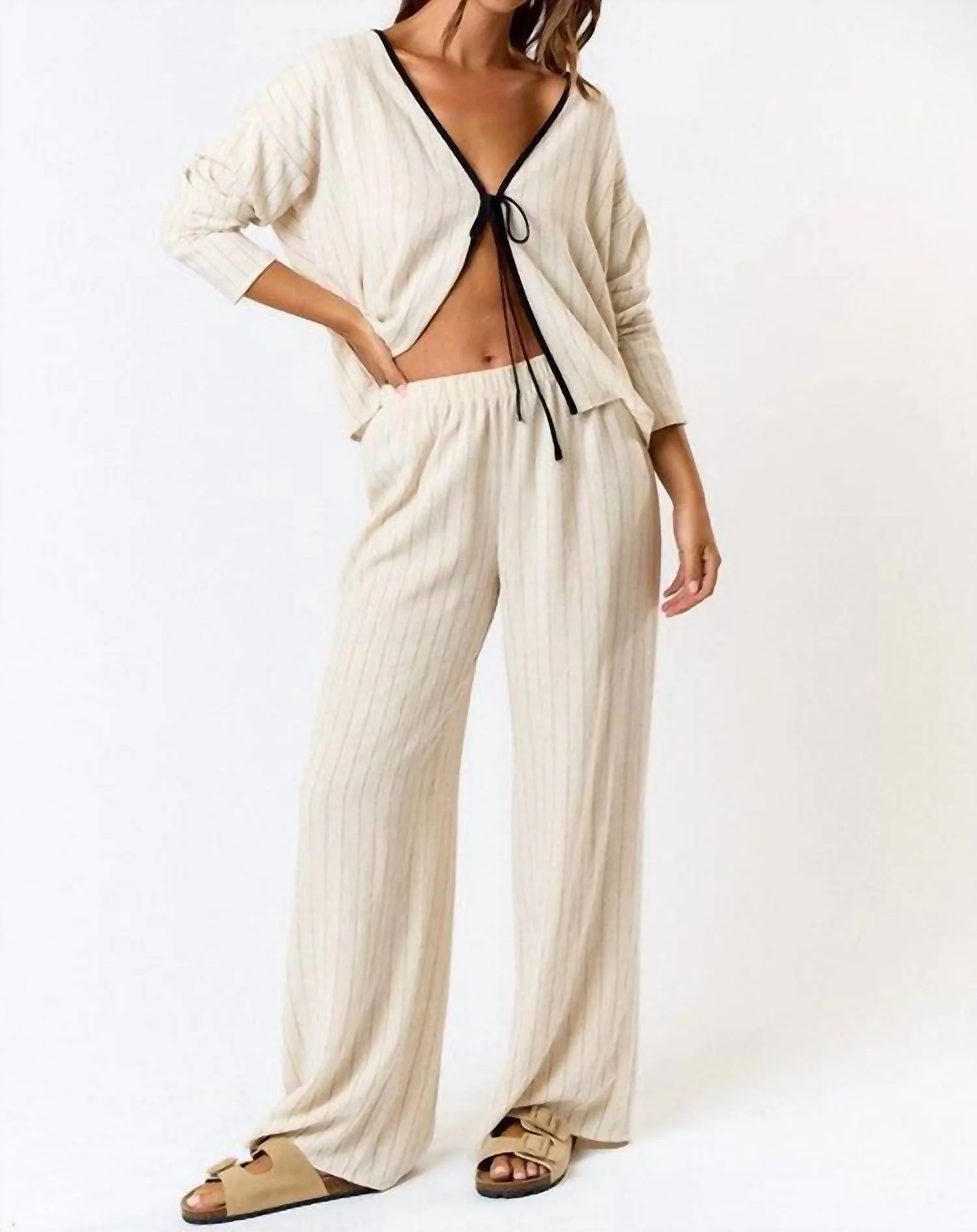 Lenore Linen Wide Leg Pants In White
