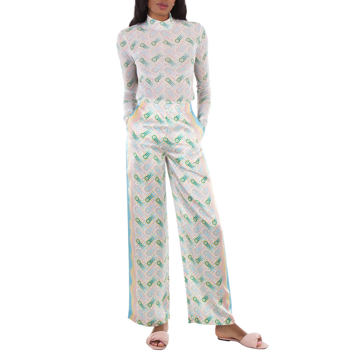 Casablanca Ladies Multicolor Ping Pong Silk Trousers