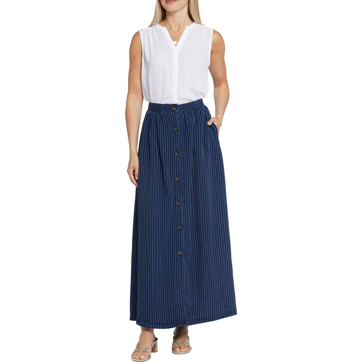 Womens Pinstripe Tencel Maxi Skirt