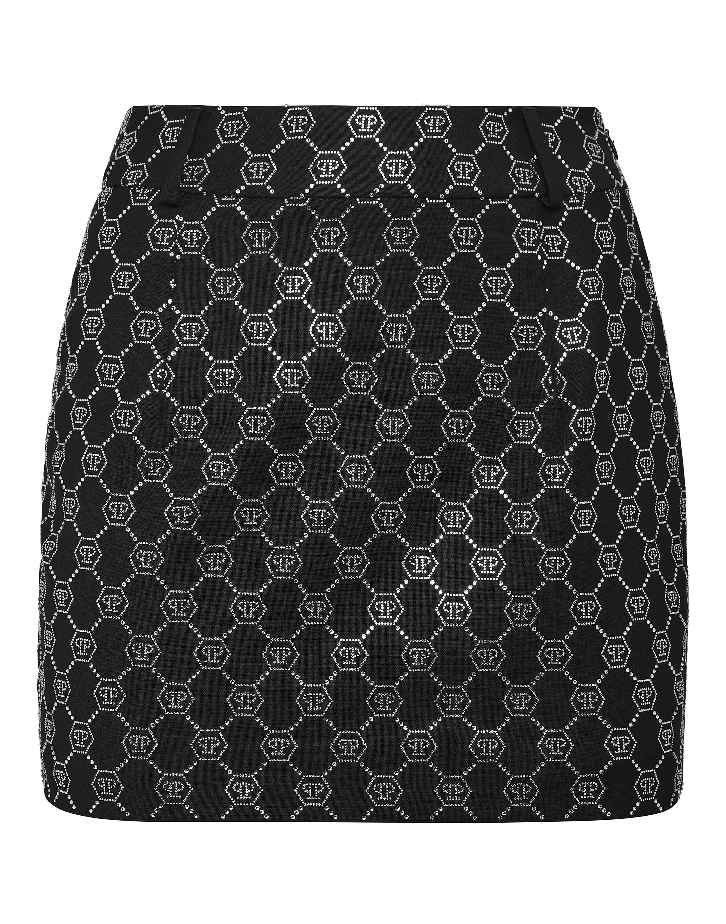 Wool Mini Skirt Strass Monogram