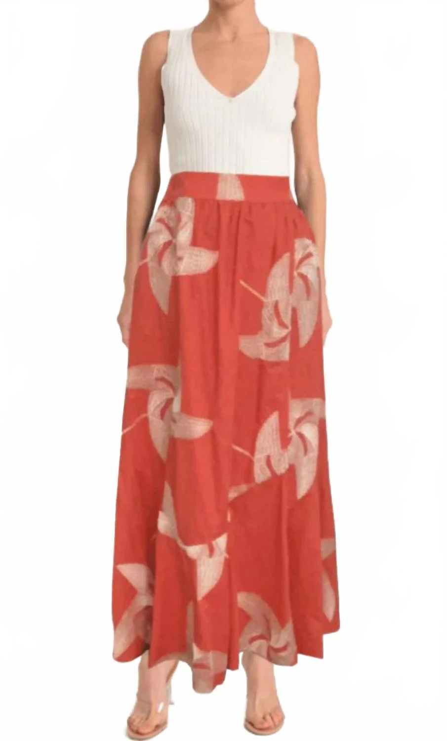 Teyan Embroidered Skirt In Terracotta