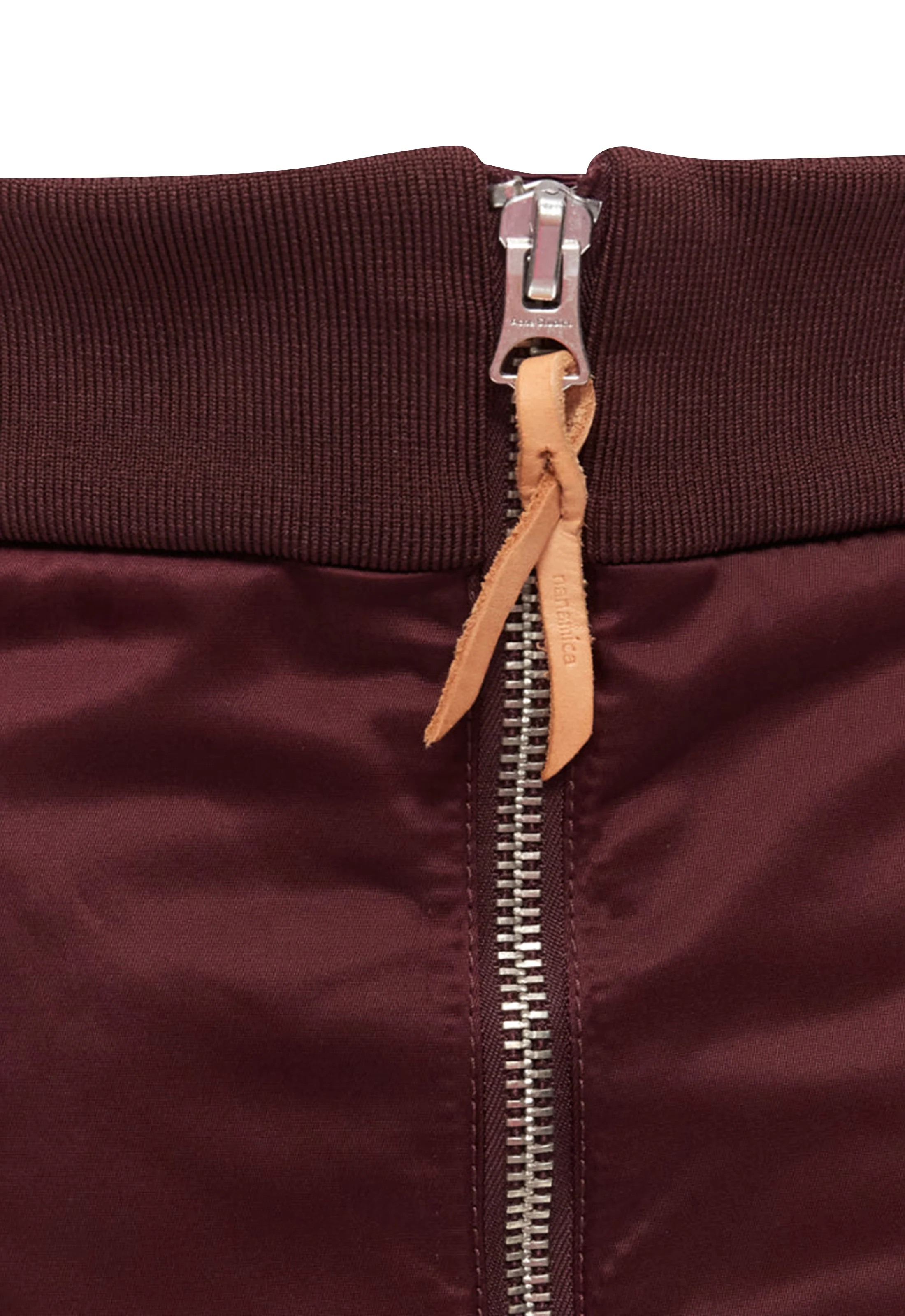 Acne Studios Pag Bomber plum nylon padded A-line skirt