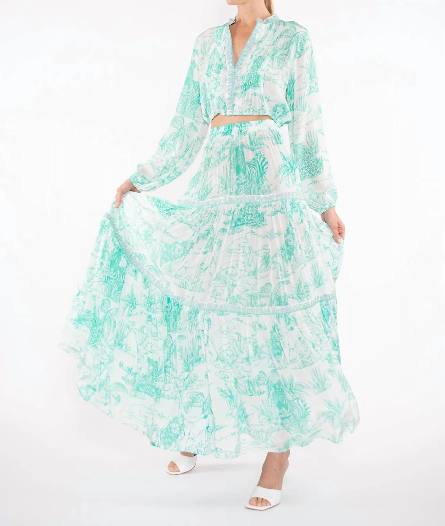 Mombosa Tiered Skirt In Atlantis Exotic Jungle