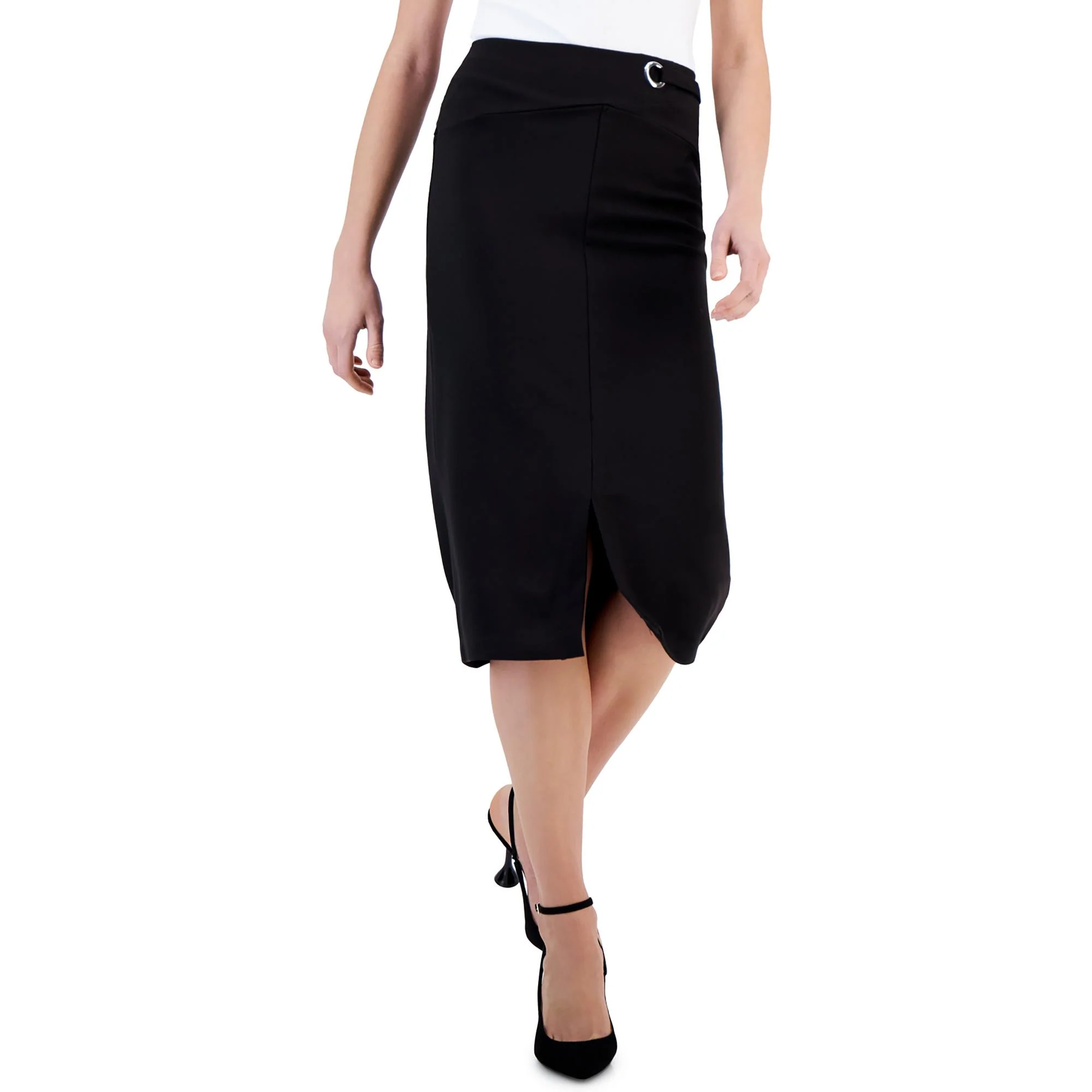 Womens Knee-Length Solid Pencil Skirt