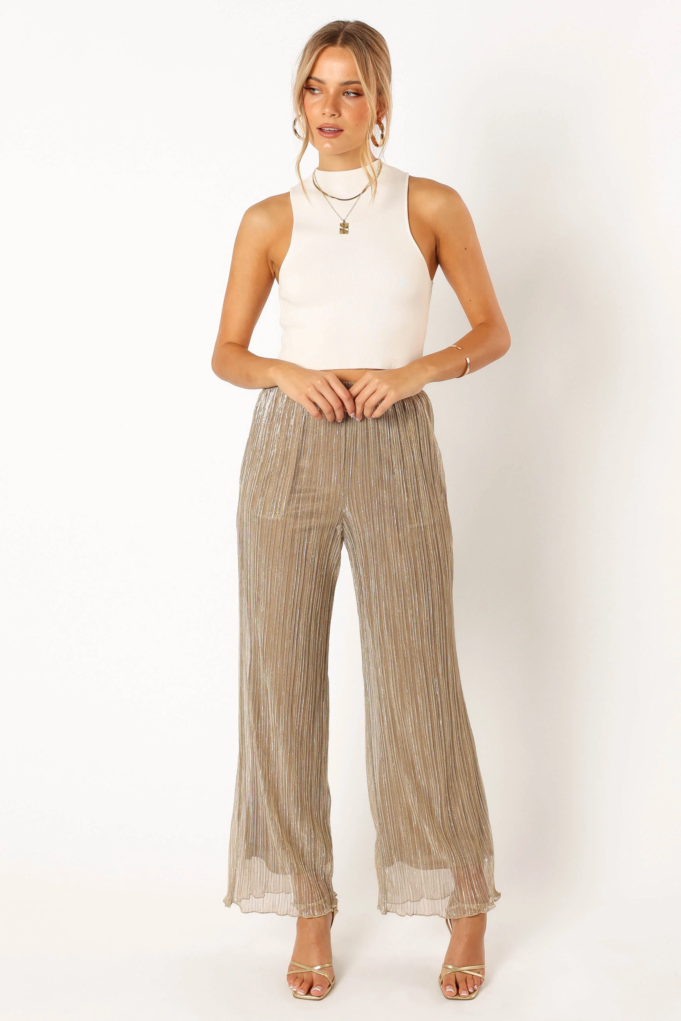 Walker Plisse Pants - Silver