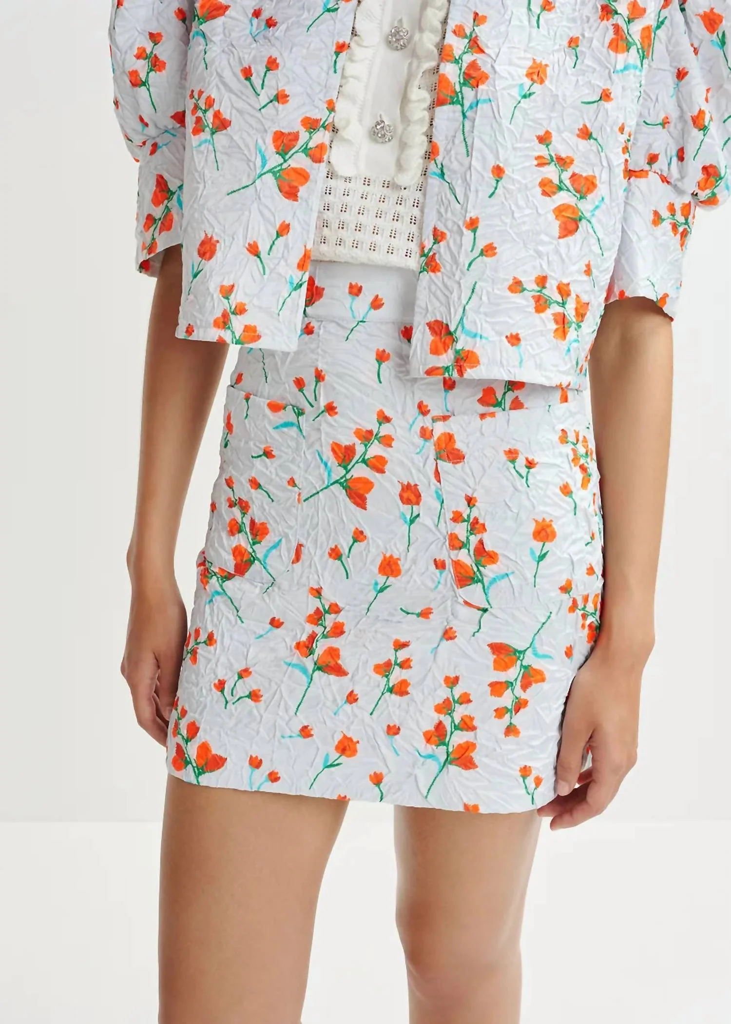 Pocket Mini Skirt In Green/orange/white