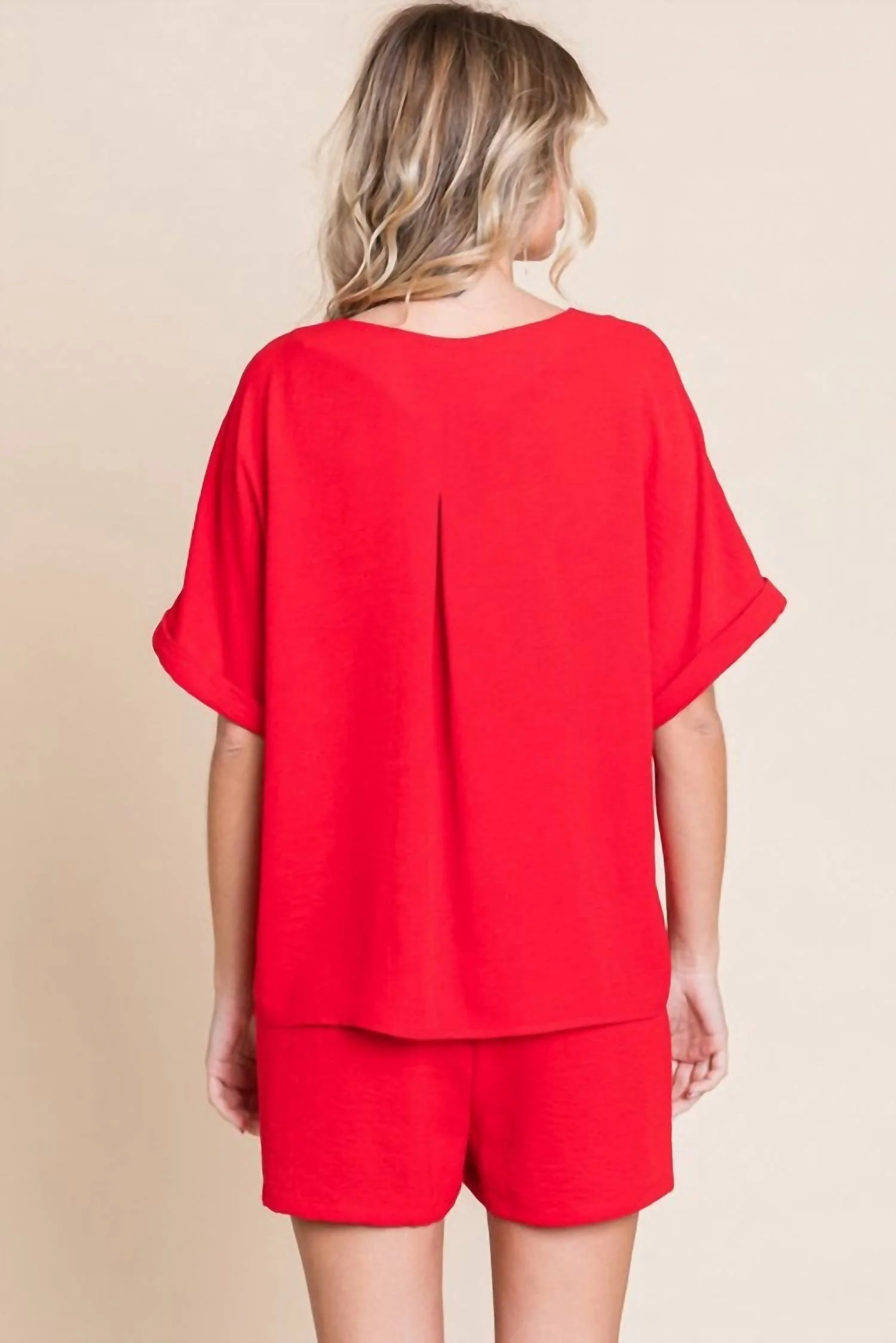 Solid Loungewear Set In Red