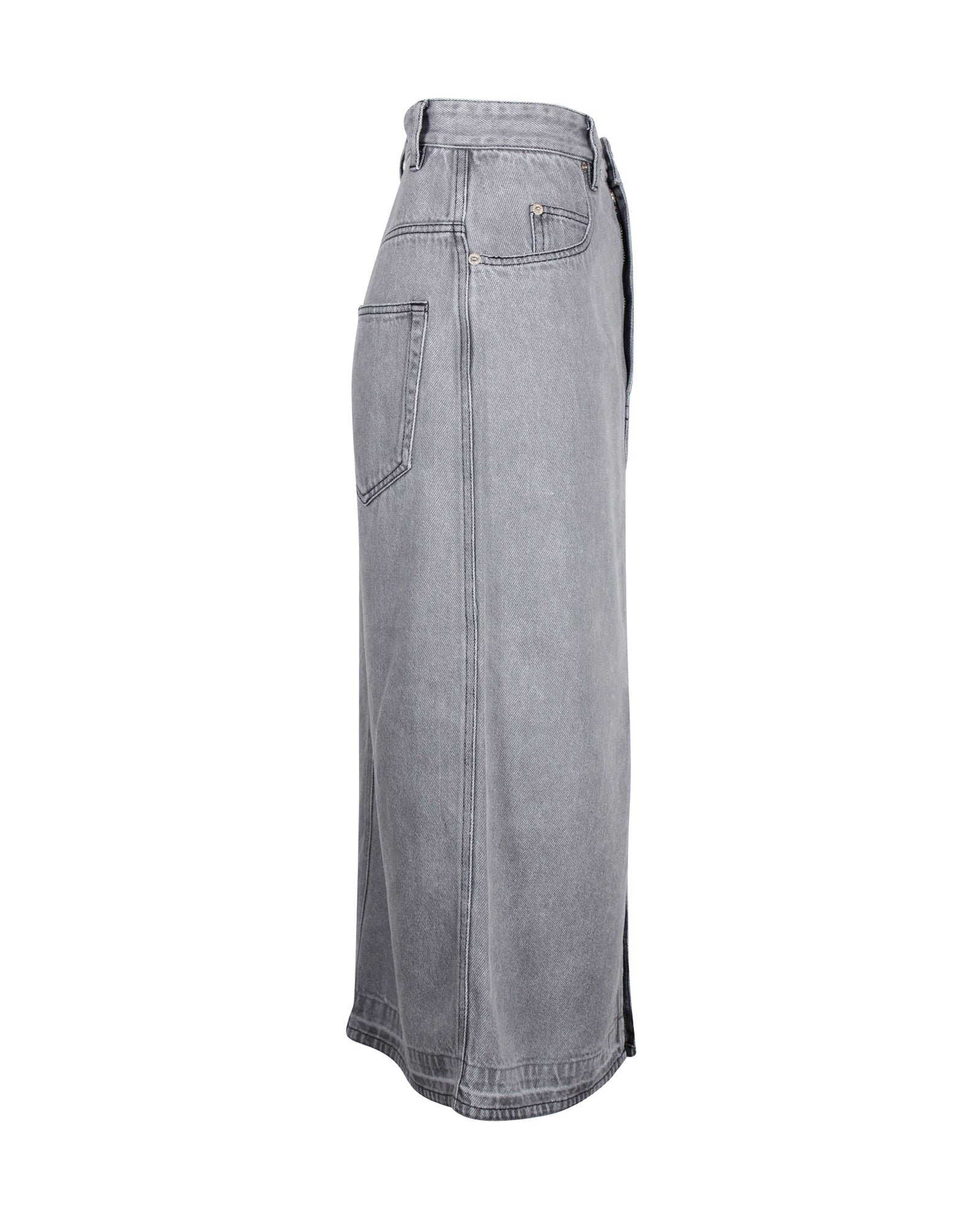 Isabel Marant Etoile Denim Midi Skirt in Grey Cotton