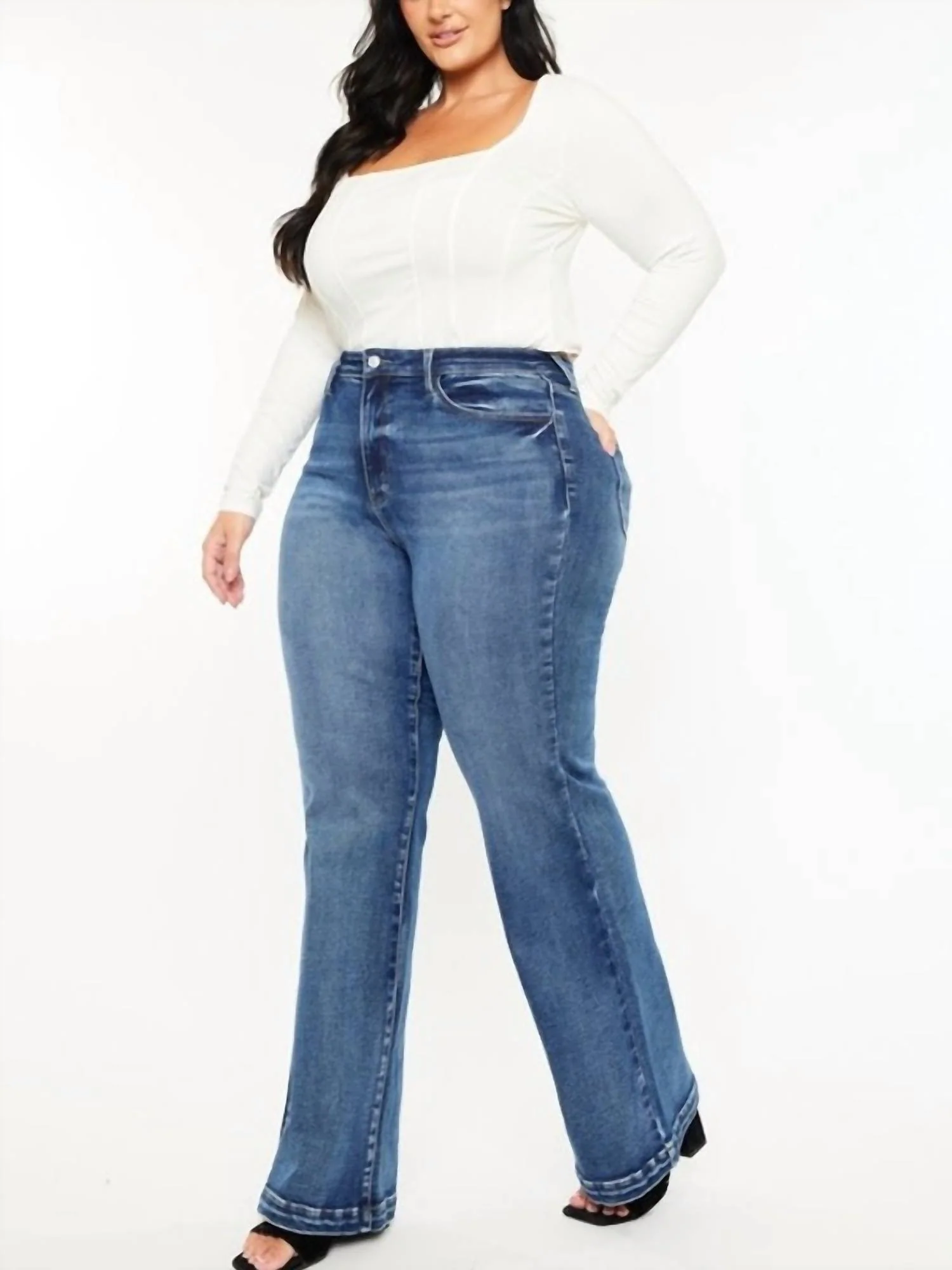 Libby High Rise Wide Leg Flare Jean - Plus In Dark Wash