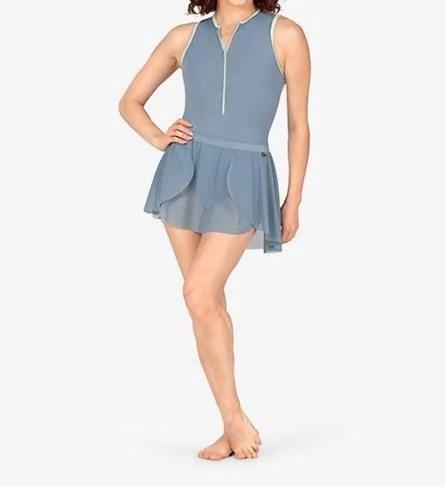 Short High Low Mesh Skirt In Mist