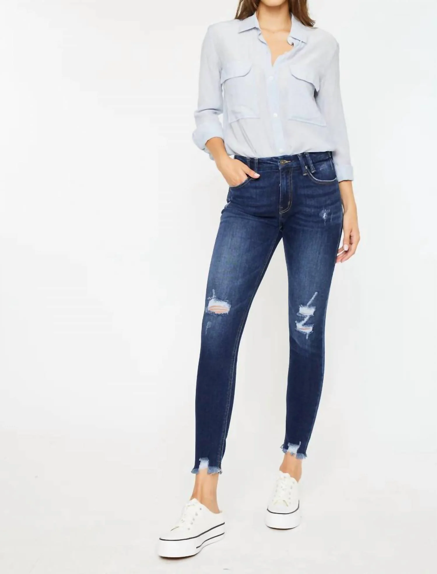 Mid Rise Skinny Ankle Jean In Medium Wash