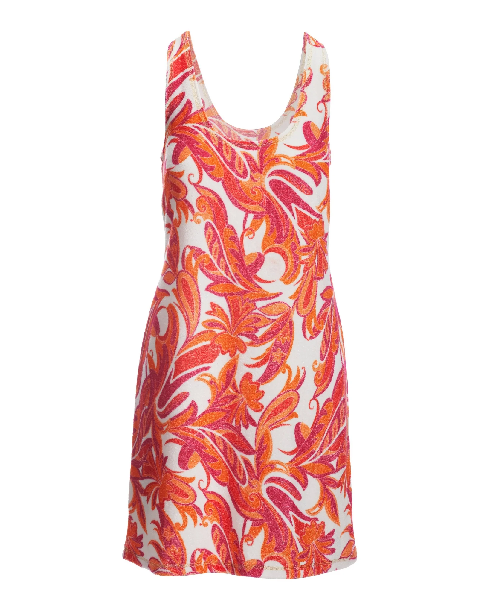 Loop Terry Printed Scoop Neck Tank Dress Orange Multi