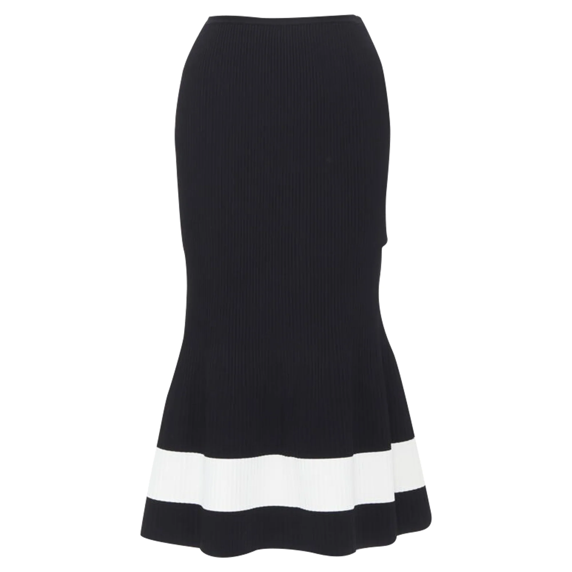 Victoria Beckham colorblocked ribbed midi skirt