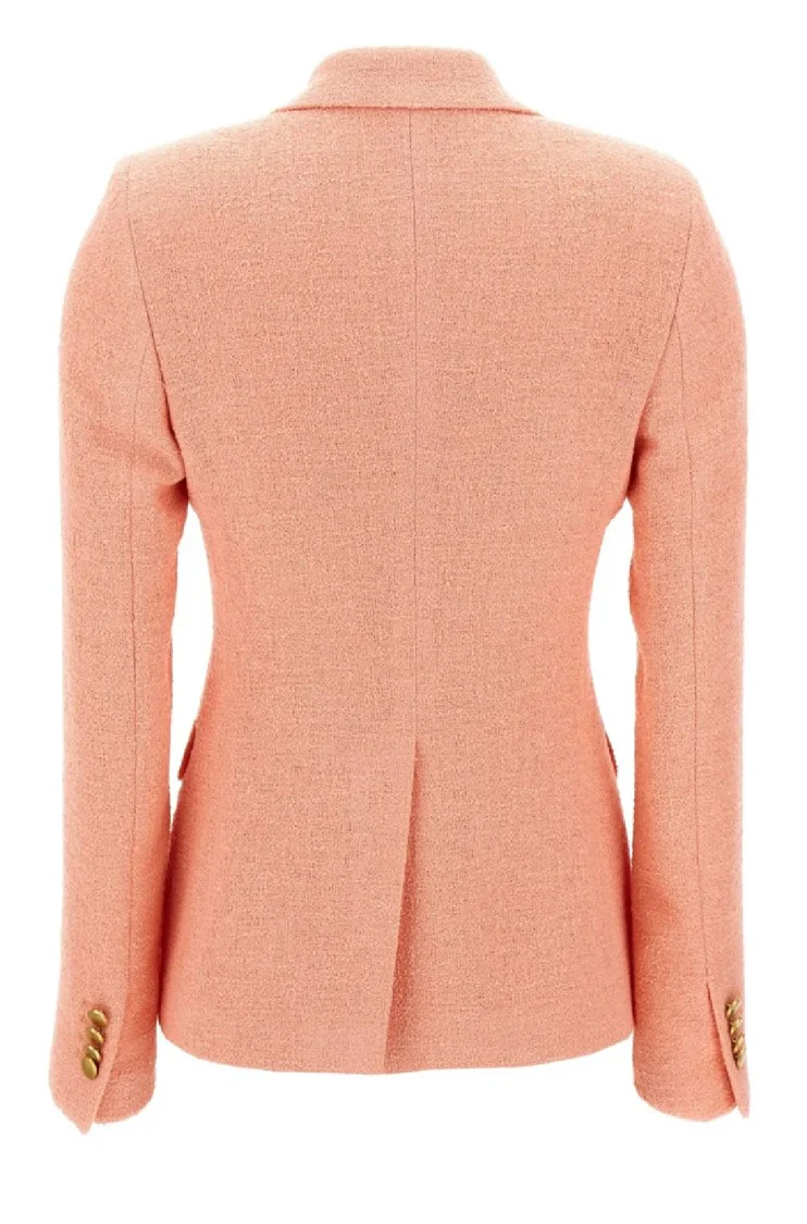 Double-Breasted Tailored Blazer With Gold Buttons