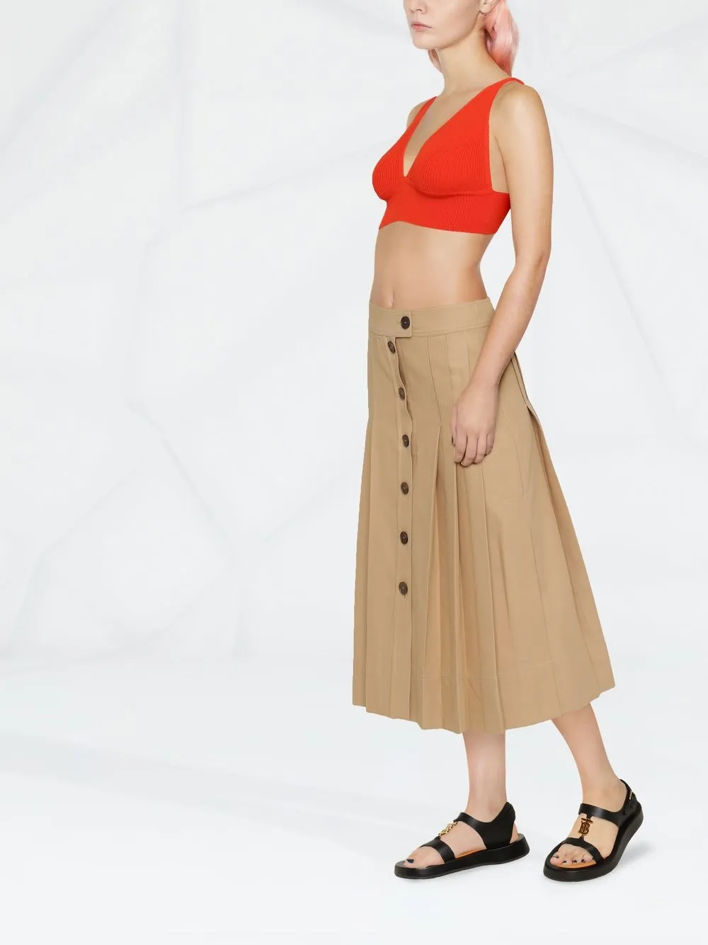 Ferragamo Buttoned-Up Pleated Skirt
