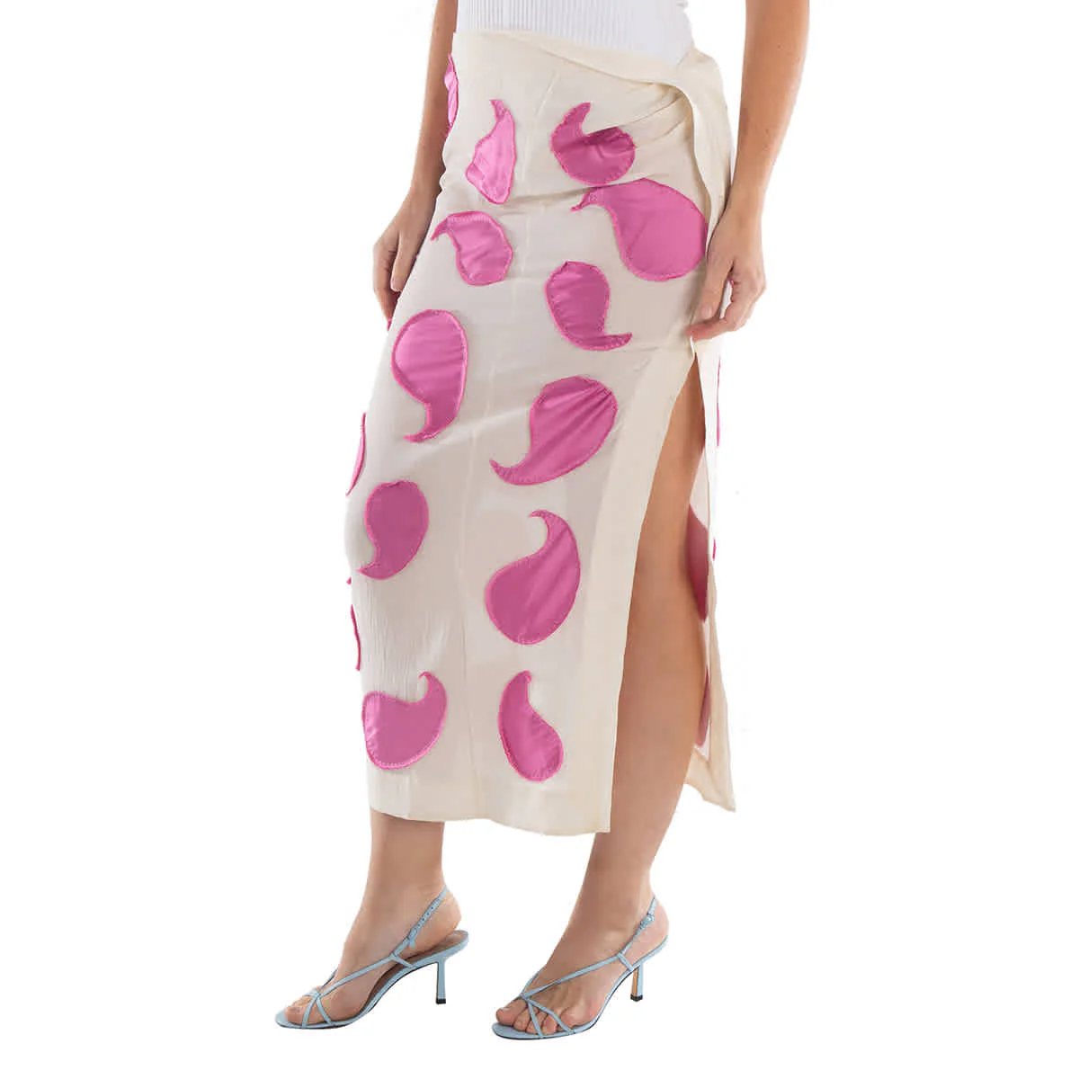 Jacquemus Ladies Embroidered Pink Paisley Draggiu Skirt, Brand Size 38 (US Size 4)